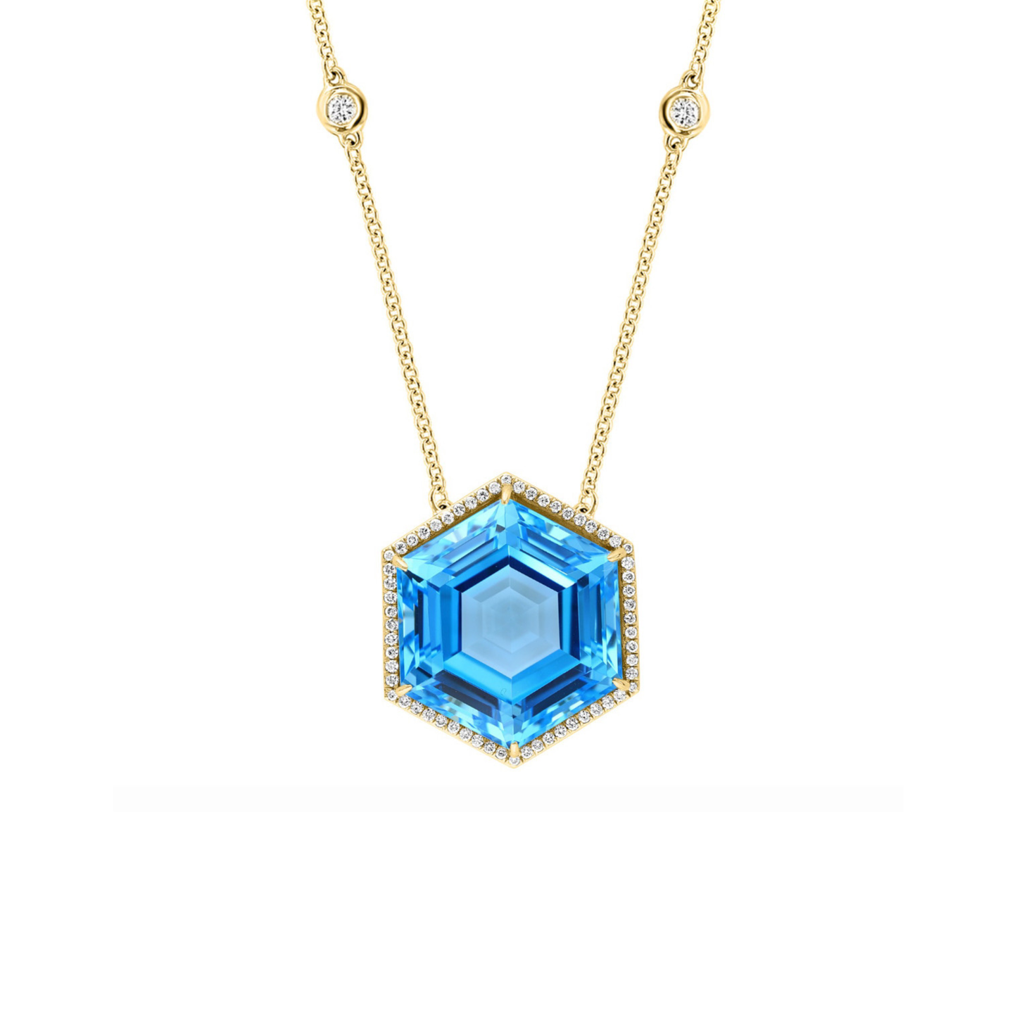 18K Gold Hexagon Pendant Necklace