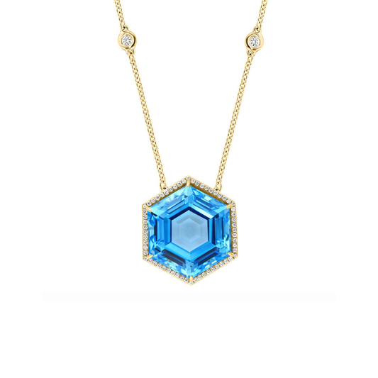 18K Gold Hexagon Pendant Necklace