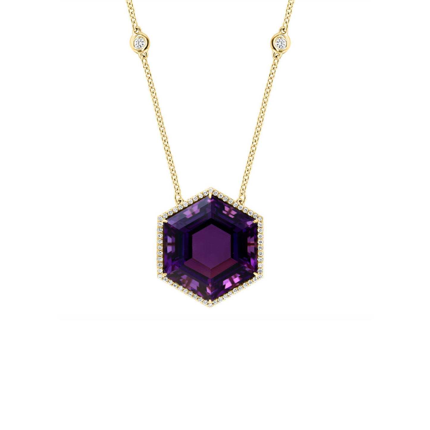 18K Gold Hexagon Pendant Necklace
