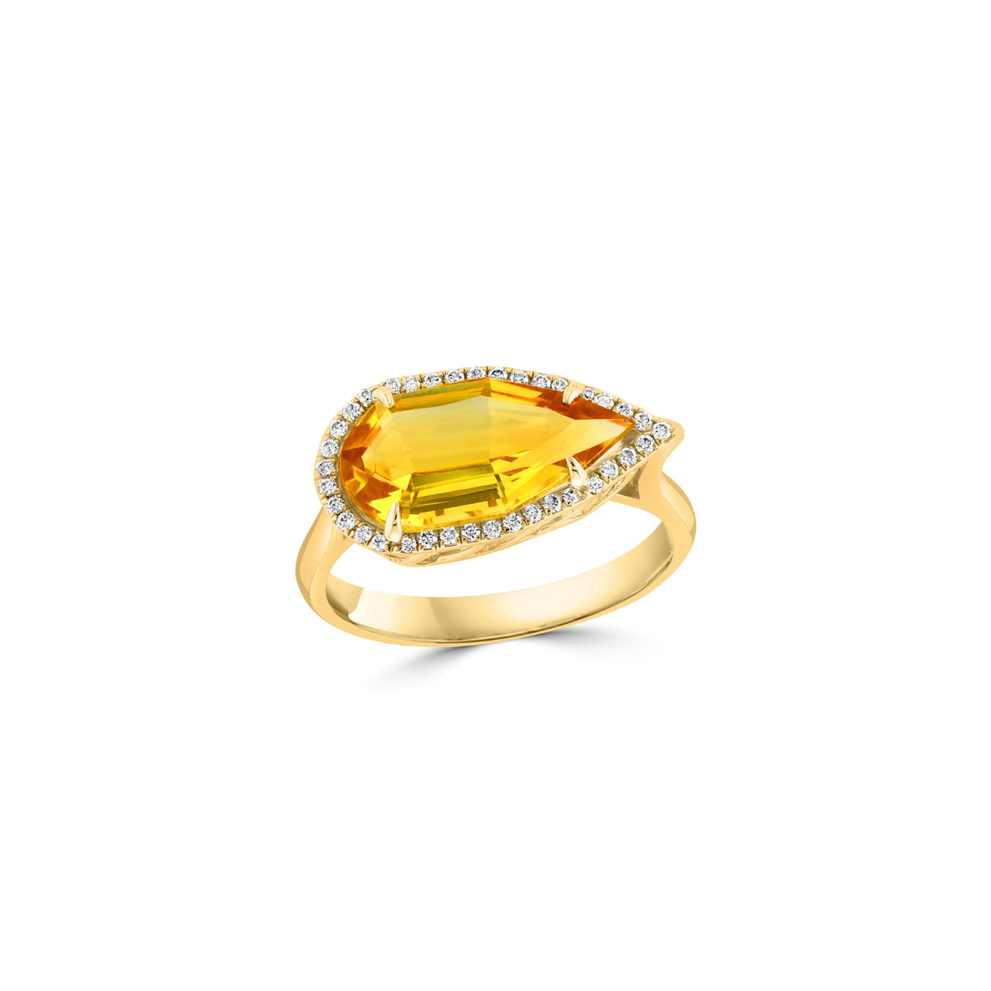 18K Gold Pear Diamond Ring