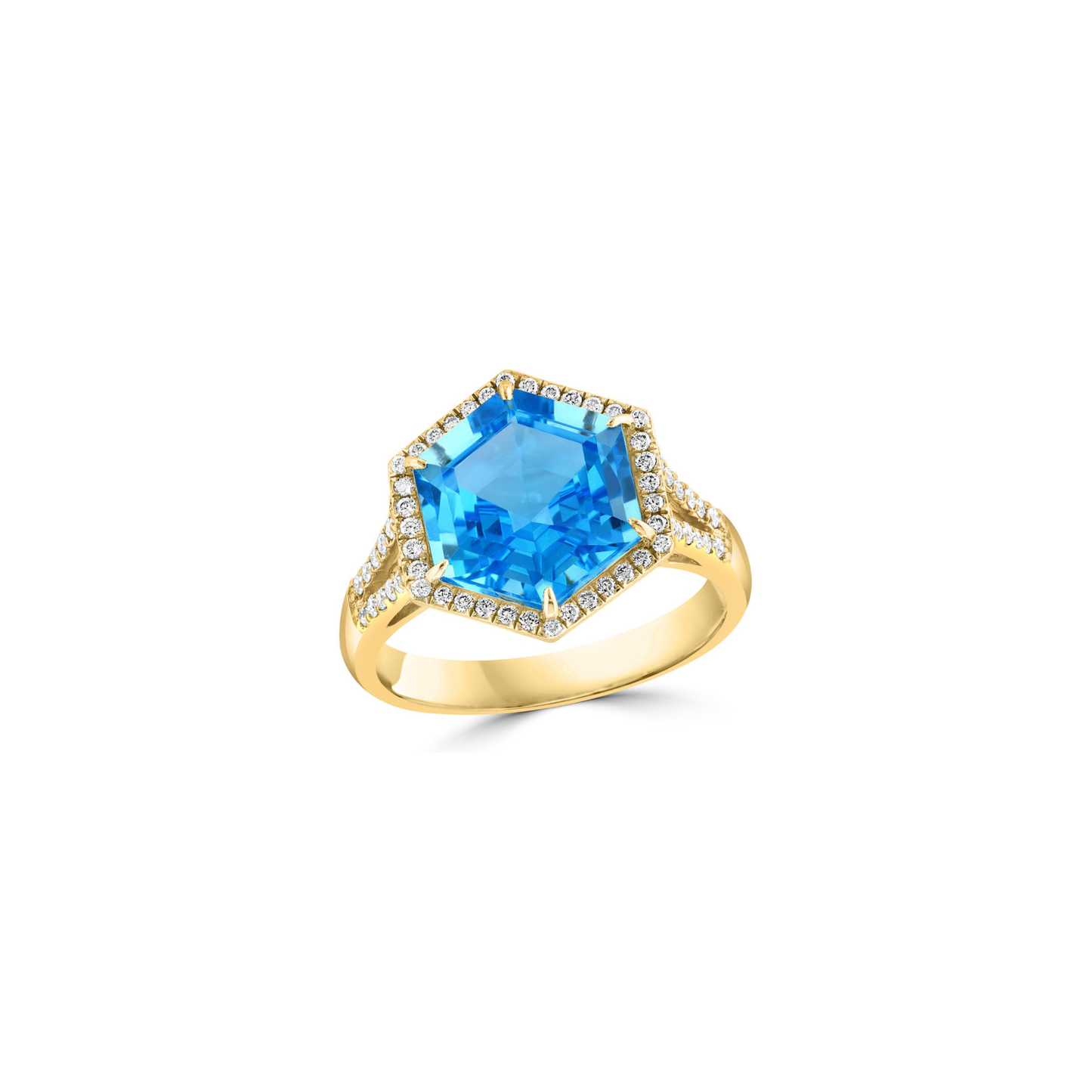 18K Gold Hexagon Diamond Ring