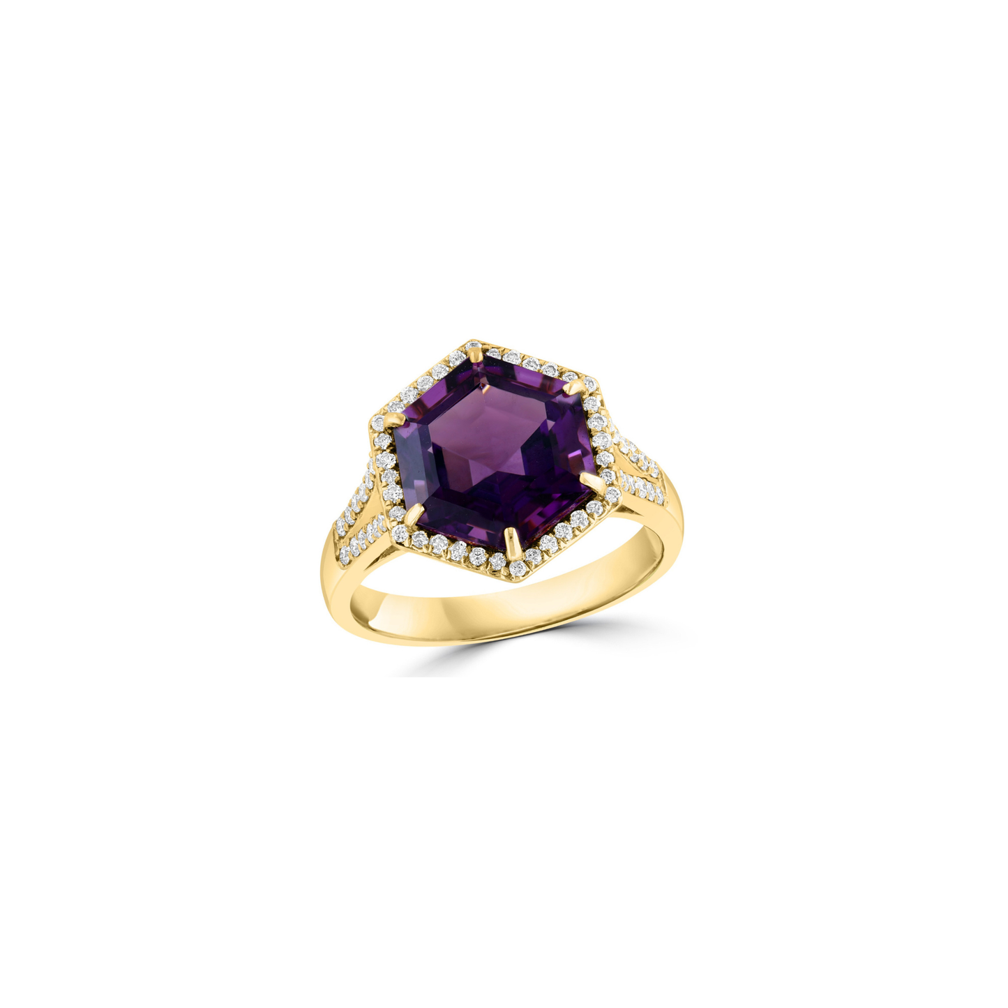 18K Gold Hexagon Diamond Ring