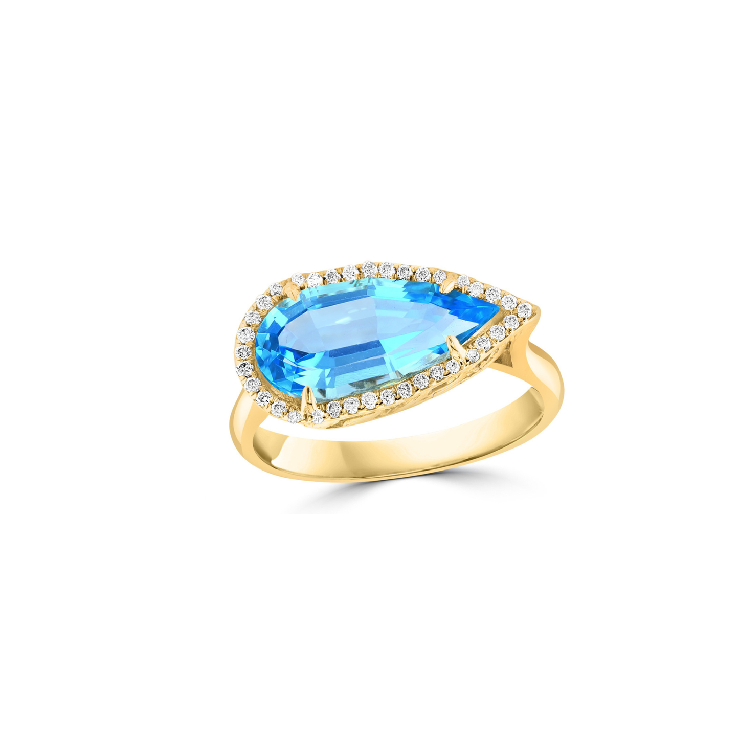 18K Gold Pear Diamond Ring