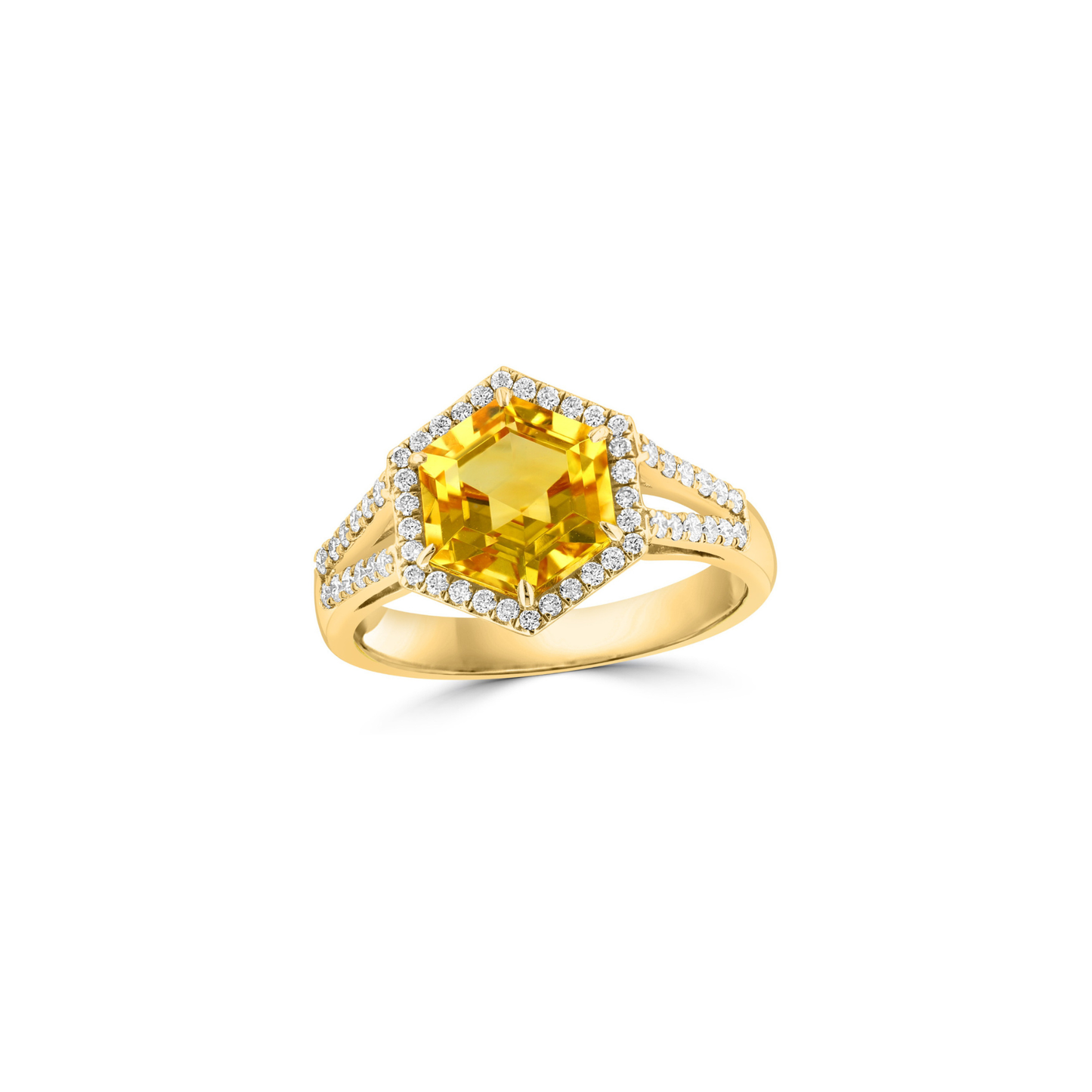 18K Gold Hexagon Diamond Ring