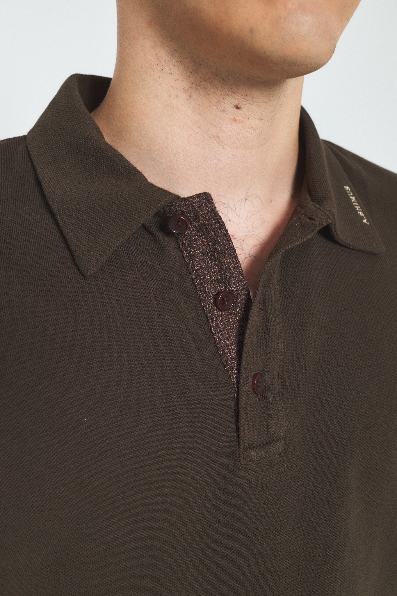 Men's Cotton Polo Shirt with Fancy Tweed