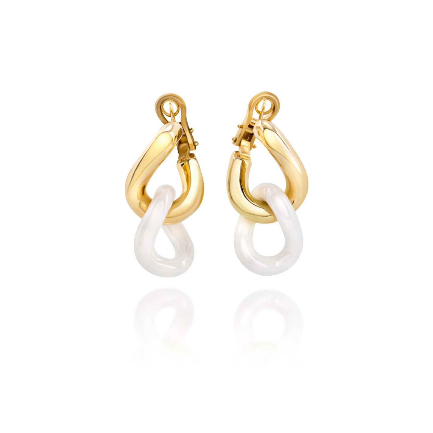 Double Hoop White Earrings