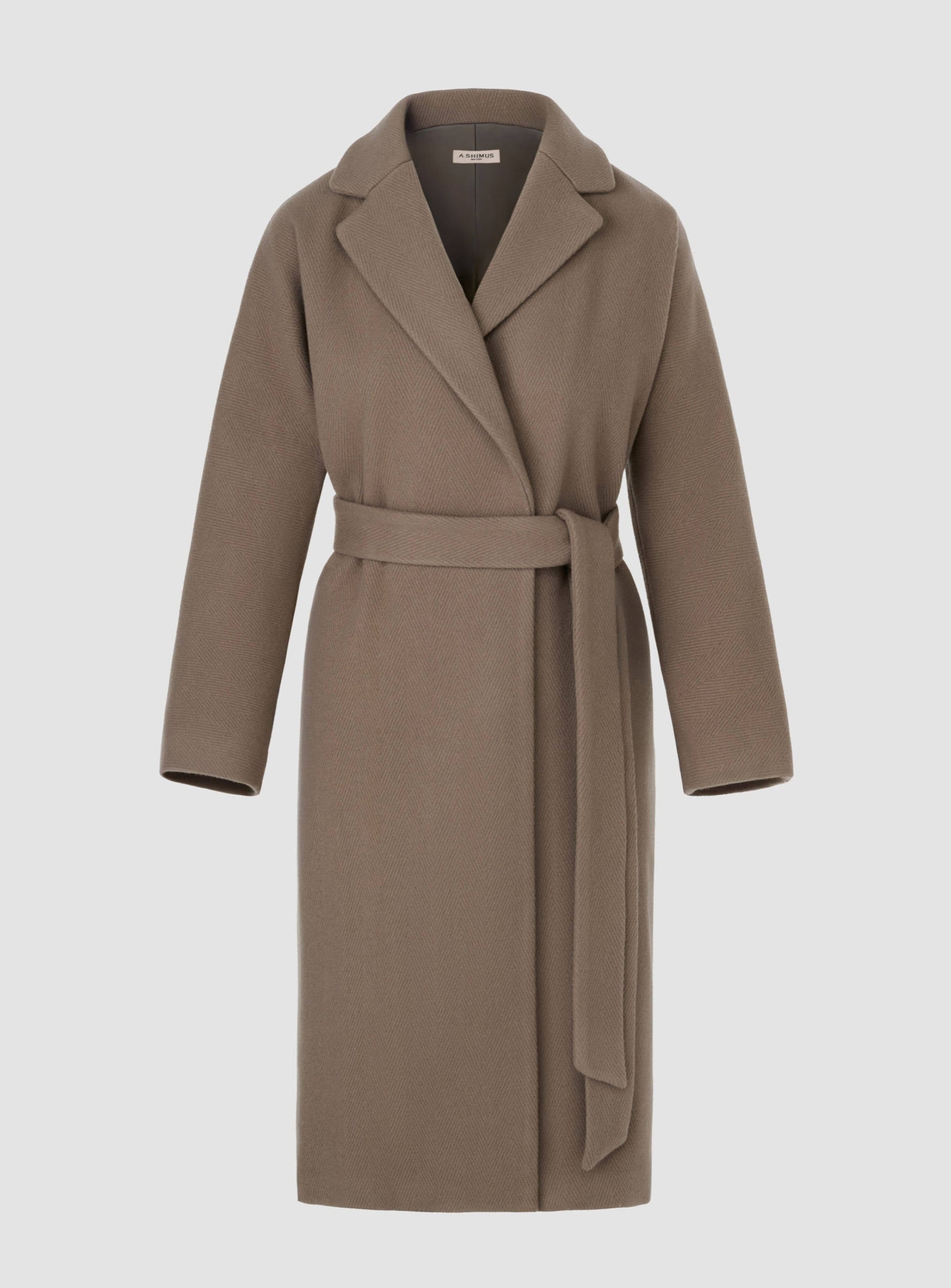 Herringbone Virgin Wool Wrap Coat