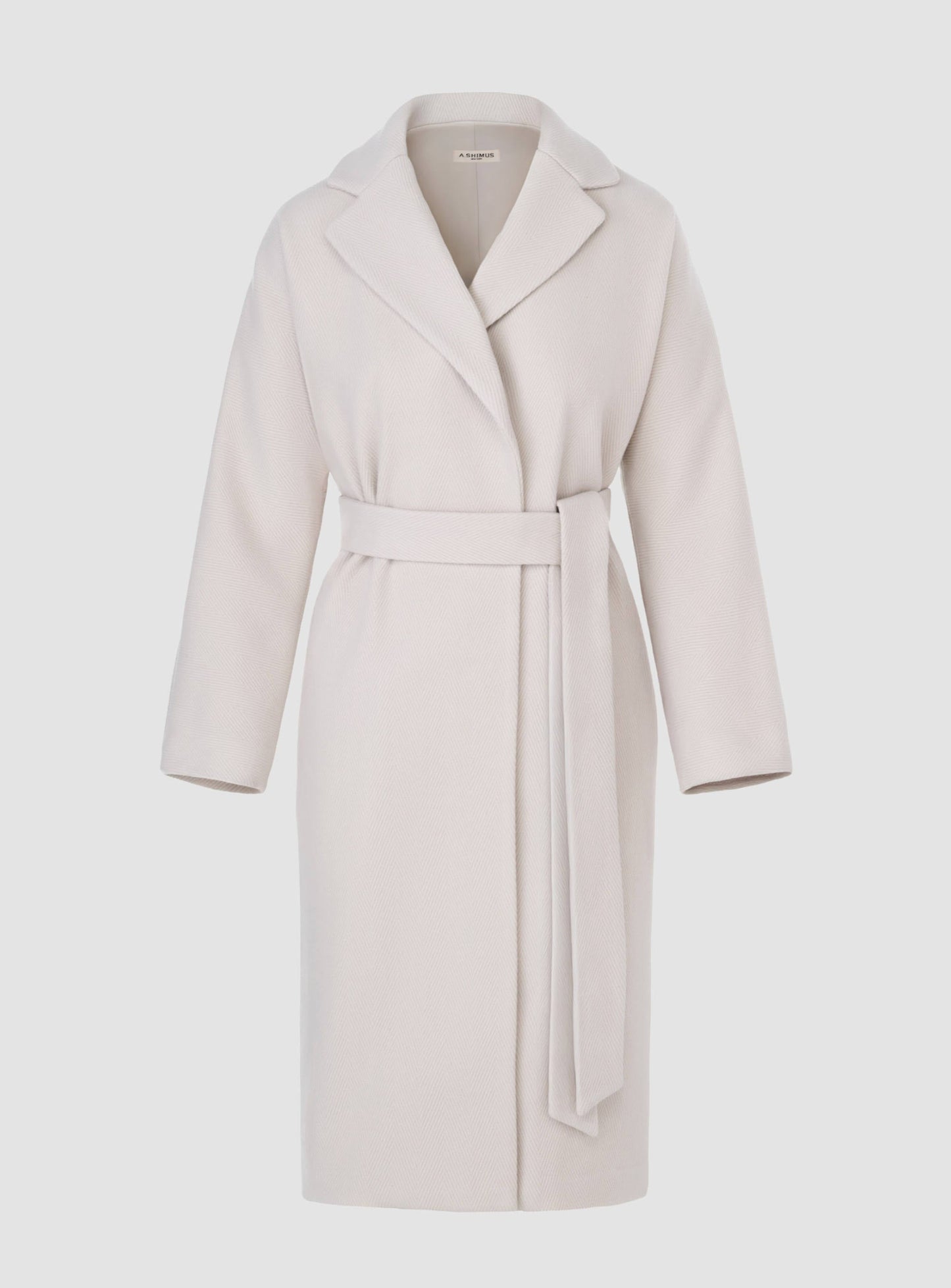 Herringbone Virgin Wool Wrap Coat