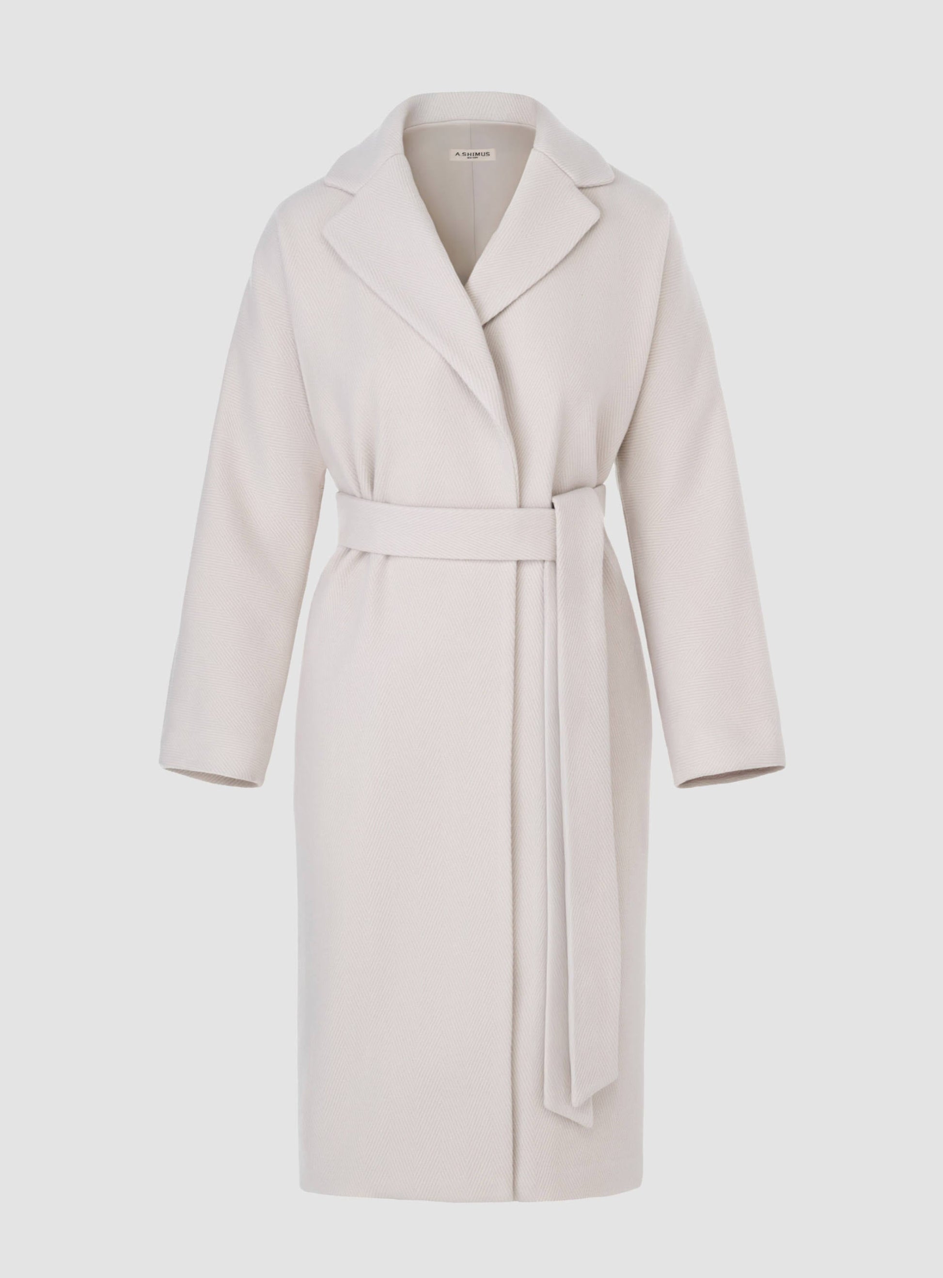 Herringbone Virgin Wool Wrap Coat