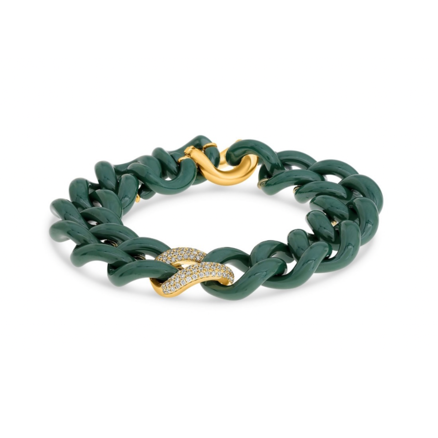 14K Gold Ceramic Chain Link Bracelet