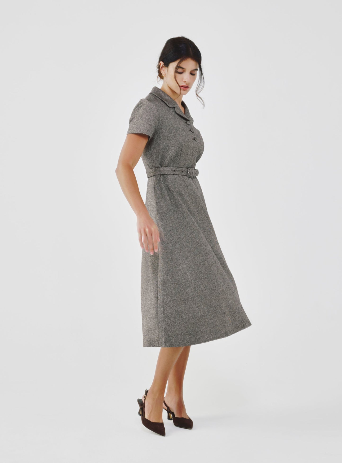 Classic Fancy Tweed Midi Dress