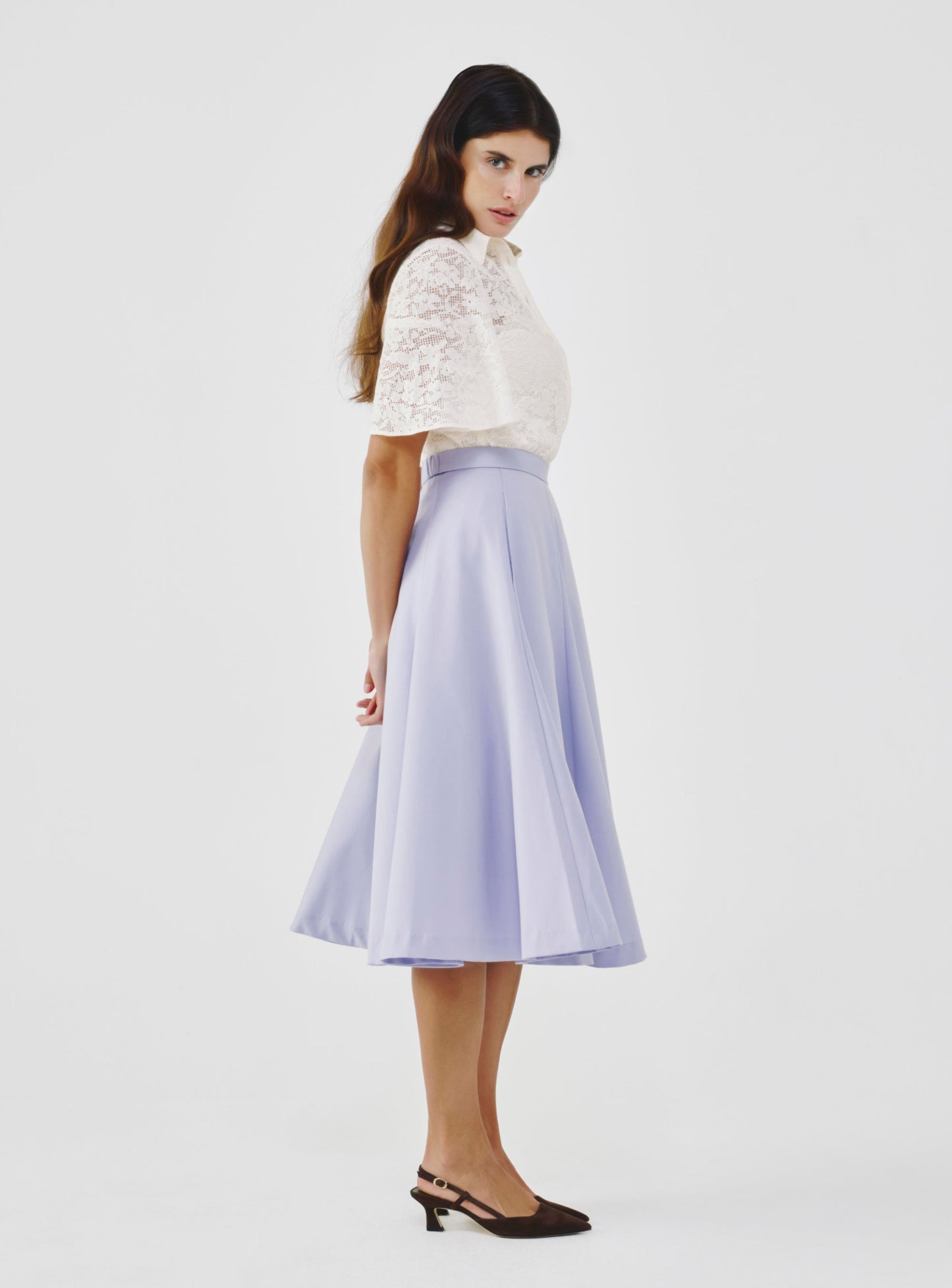 High-Waist Midi Skirt with Elastic Waistband