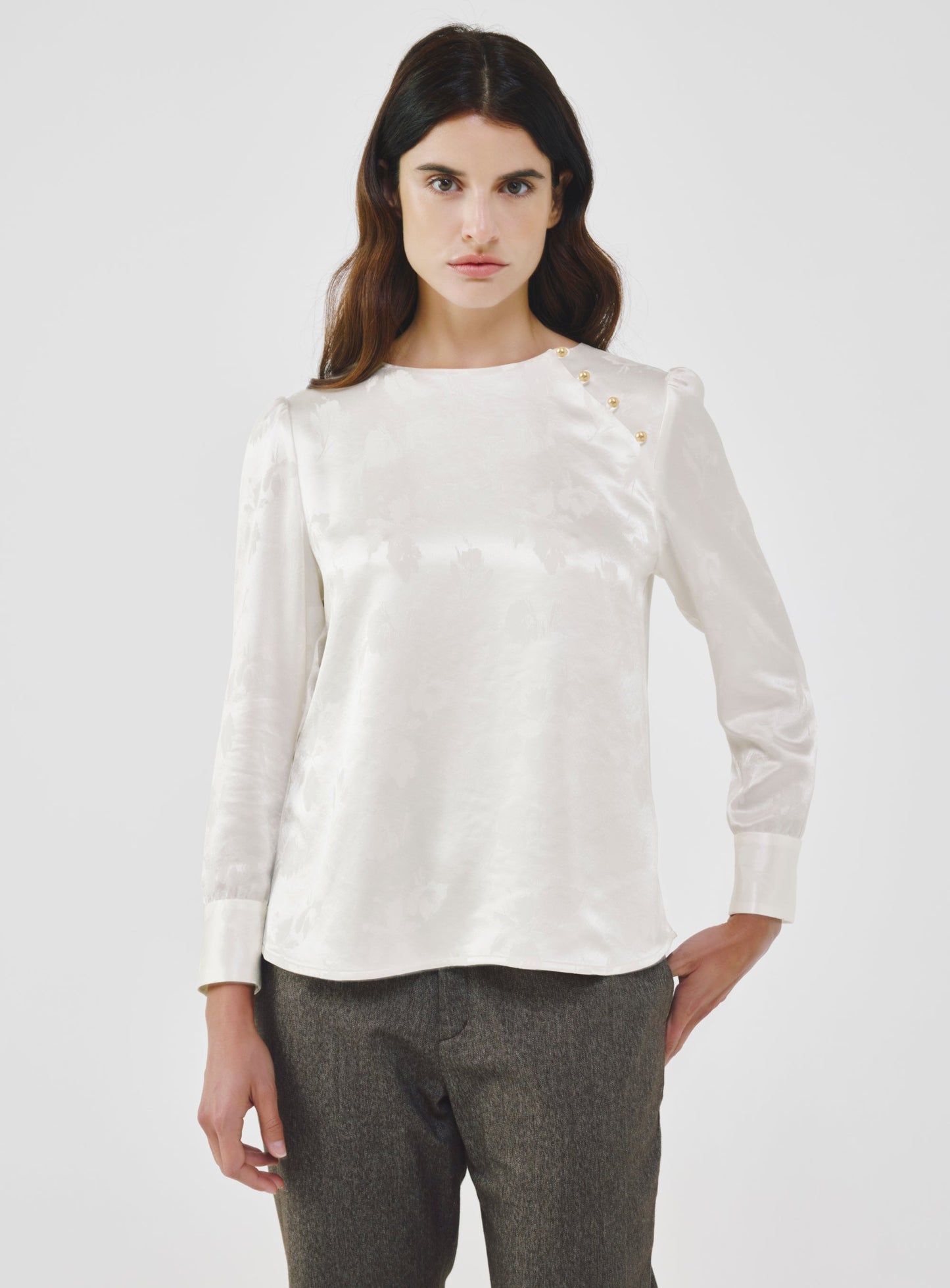 Off-White Floral Print Blouse