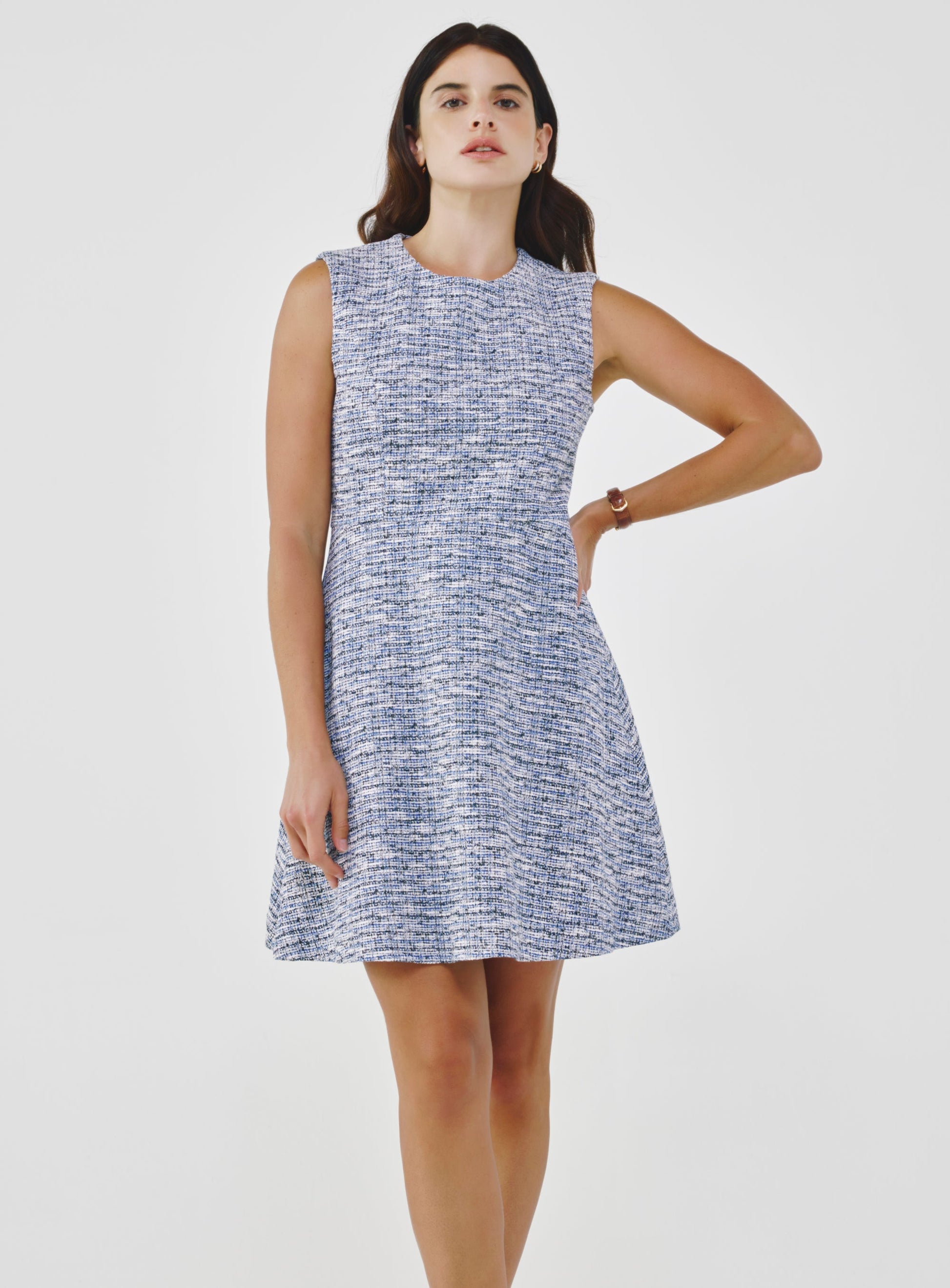 Sleeveless Cotton Tweed Dress
