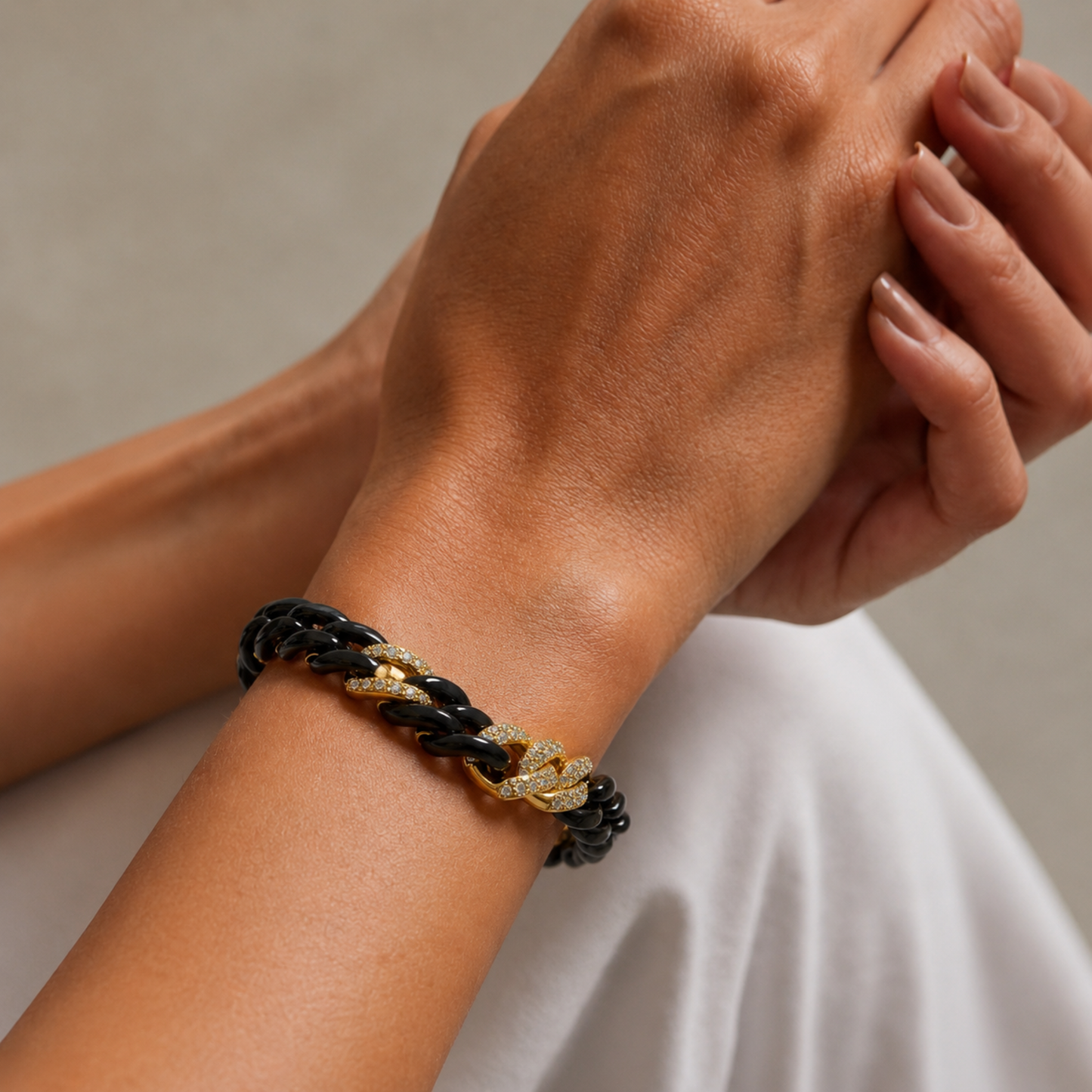 14K Gold Ceramic Chain Link Bracelet