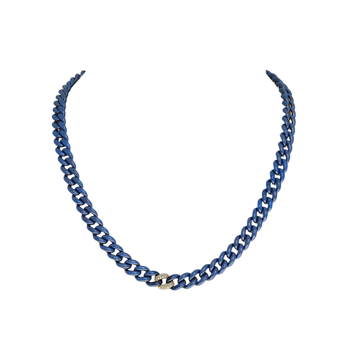 14K Gold Ceramic Chain Link Necklace