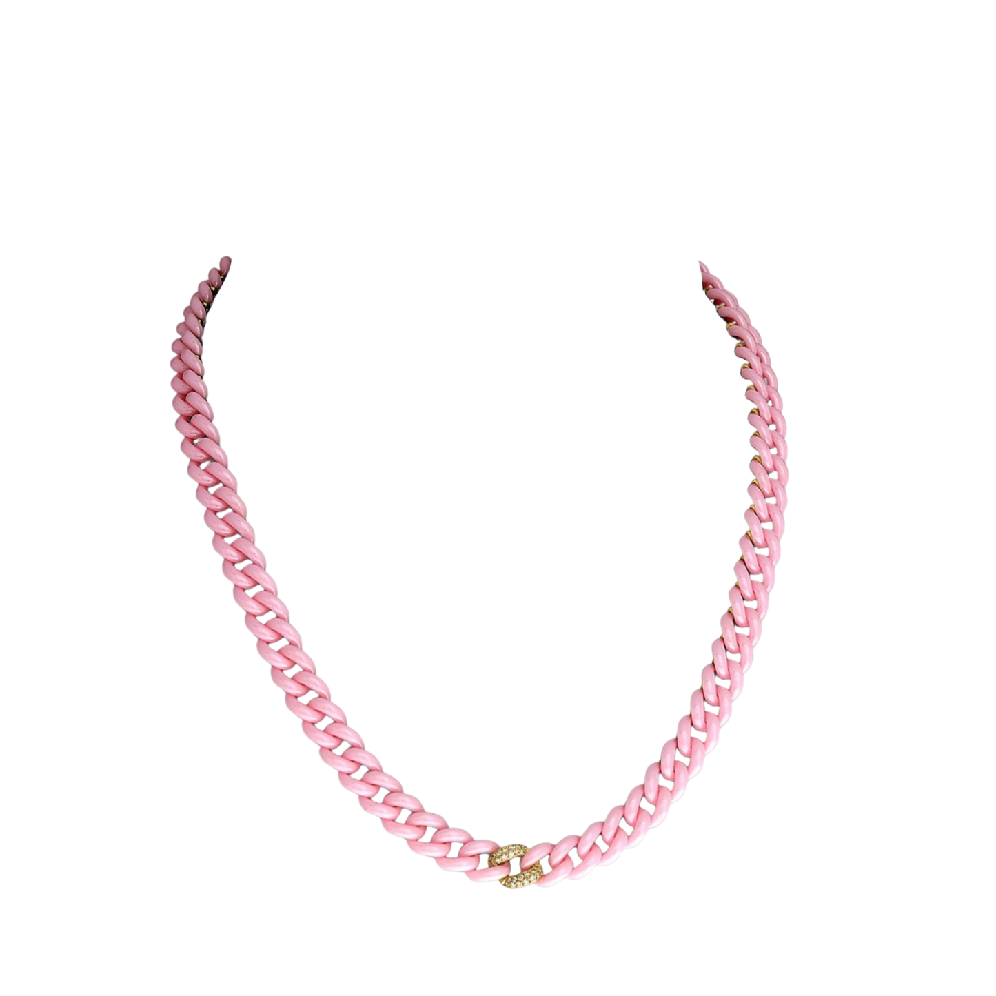 14K Gold Ceramic Chain Link Necklace