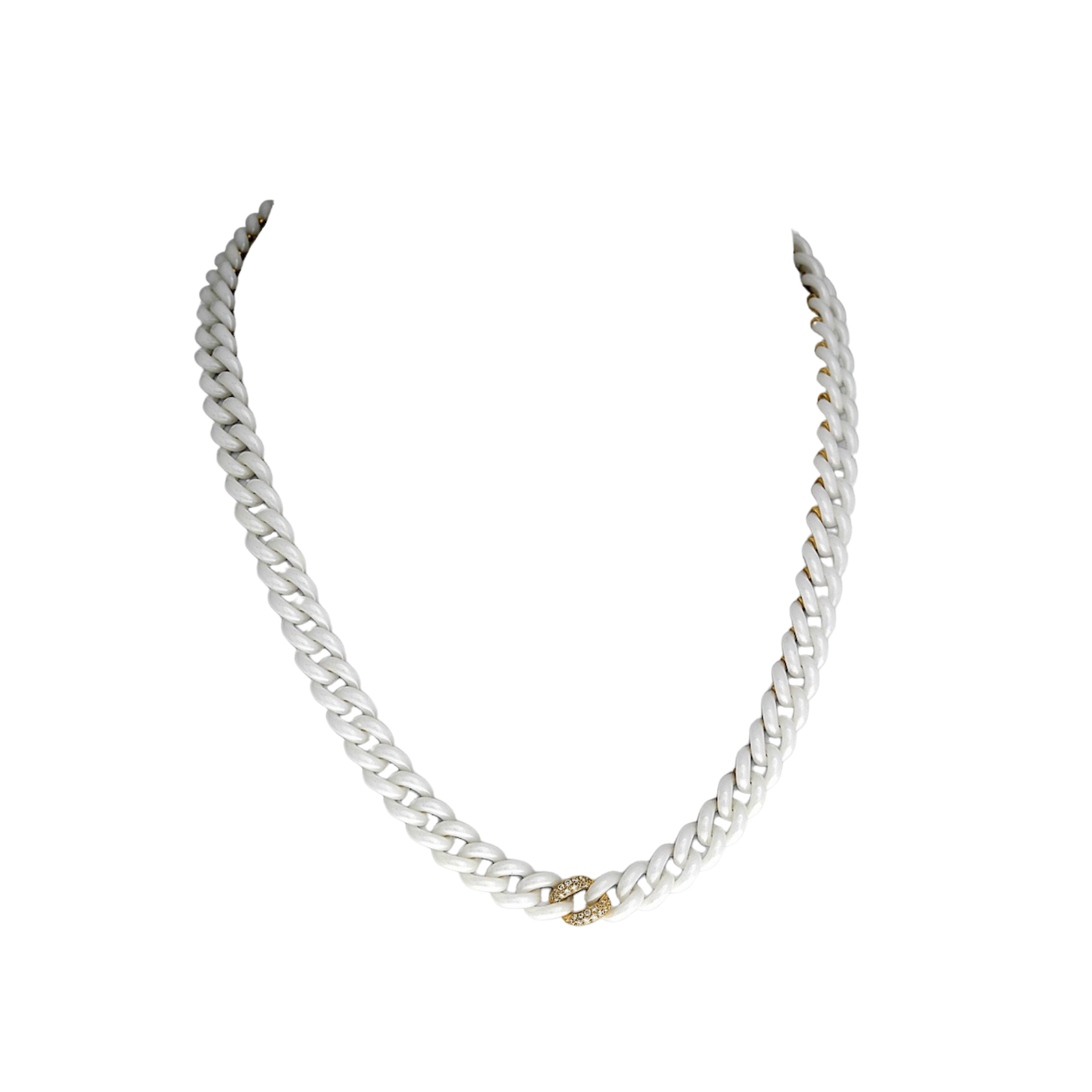 14K Gold Ceramic Chain Link Necklace