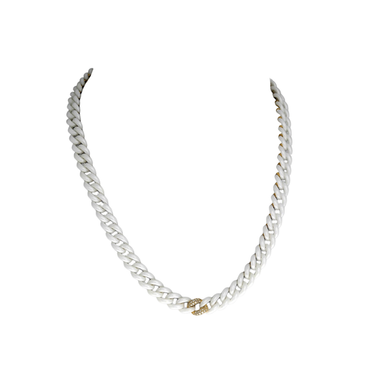 14K Gold Ceramic Chain Link Necklace