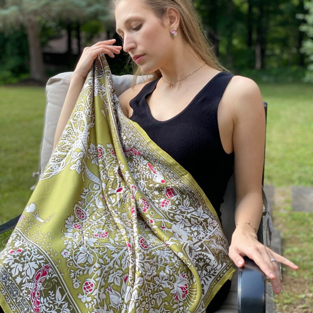 Tree Of Life Scarf In Chartreuse