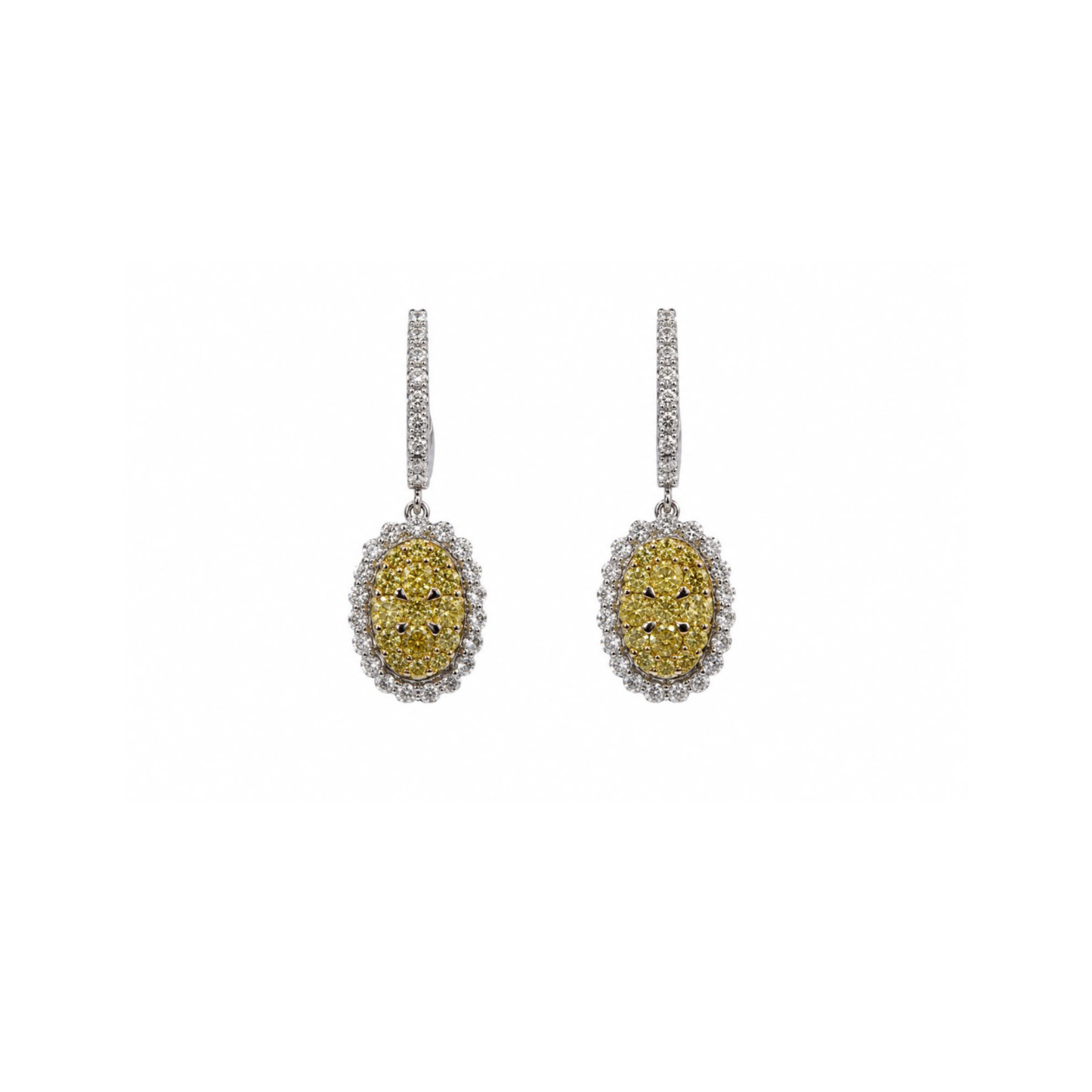 18K White Gold Canary Diamond Drop Earrings