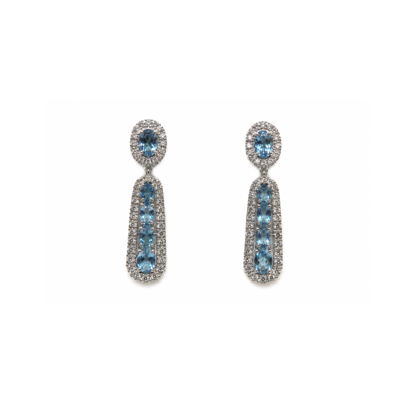 18K White Gold Aquamarine & Diamond Earrings