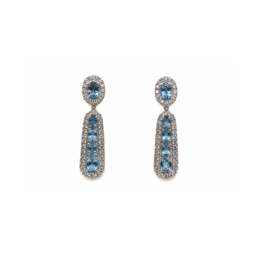 18K White Gold Aquamarine & Diamond Earrings