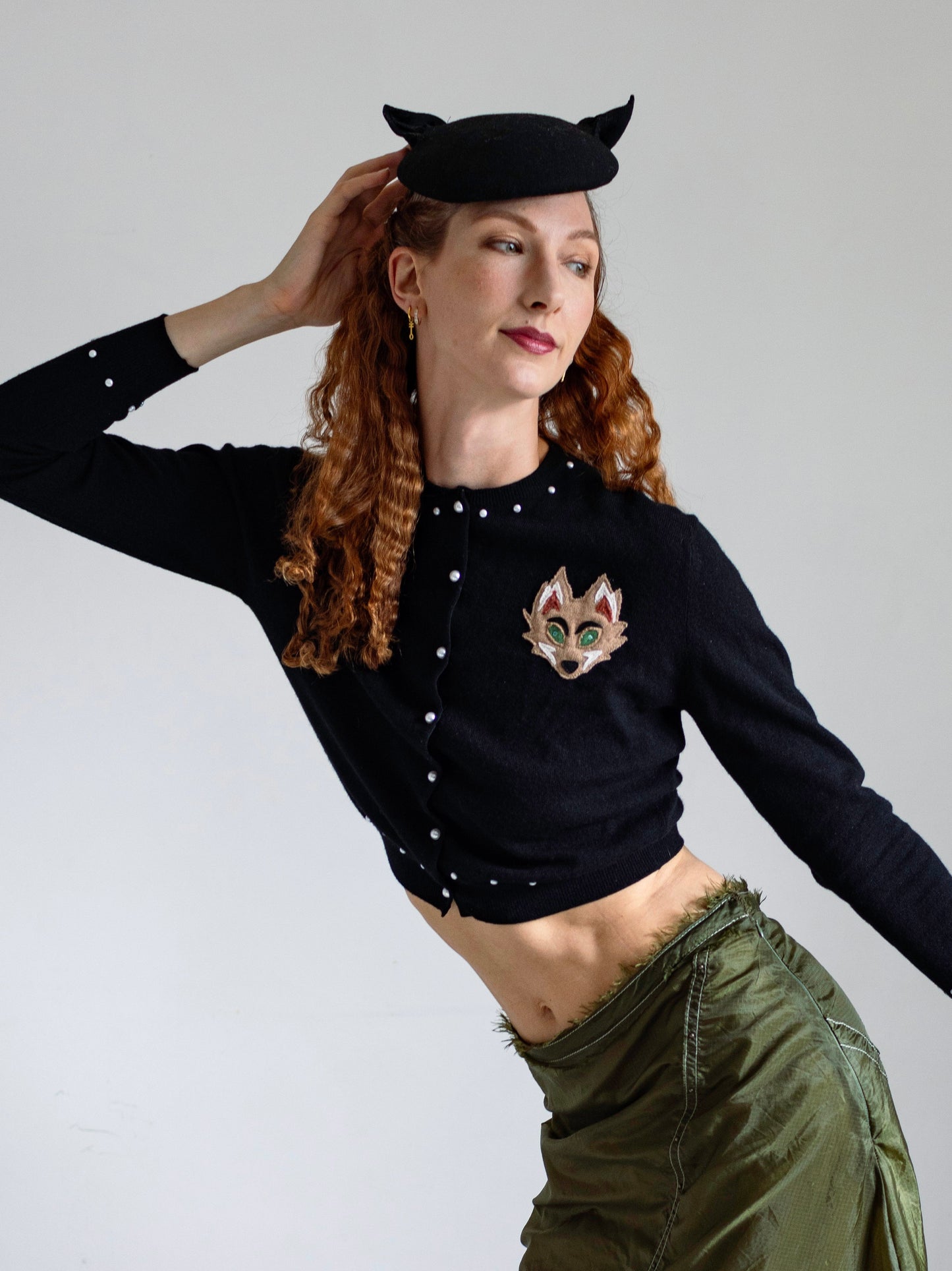 Fox Cardigan-Black