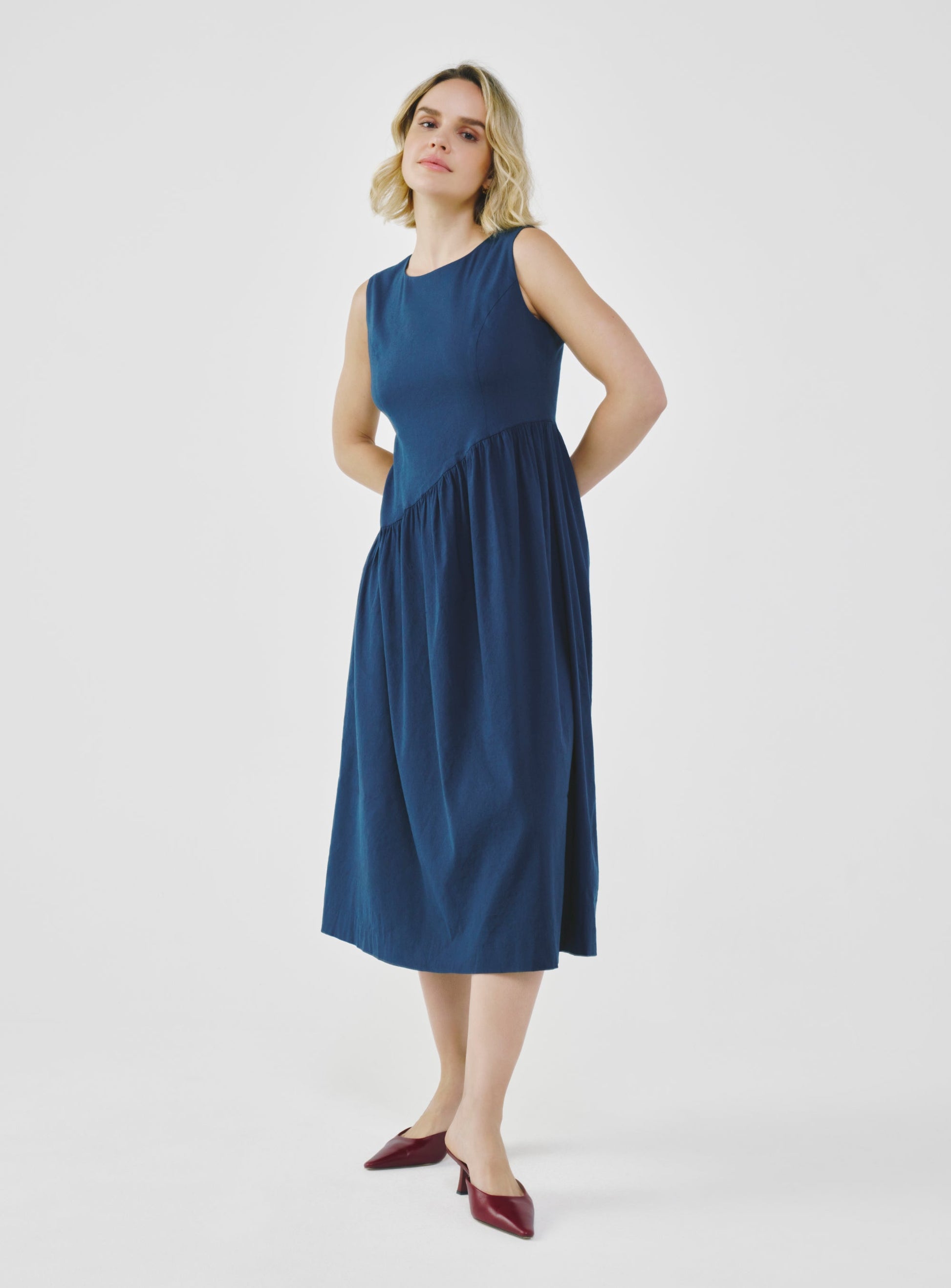 Linen Dress - Navy