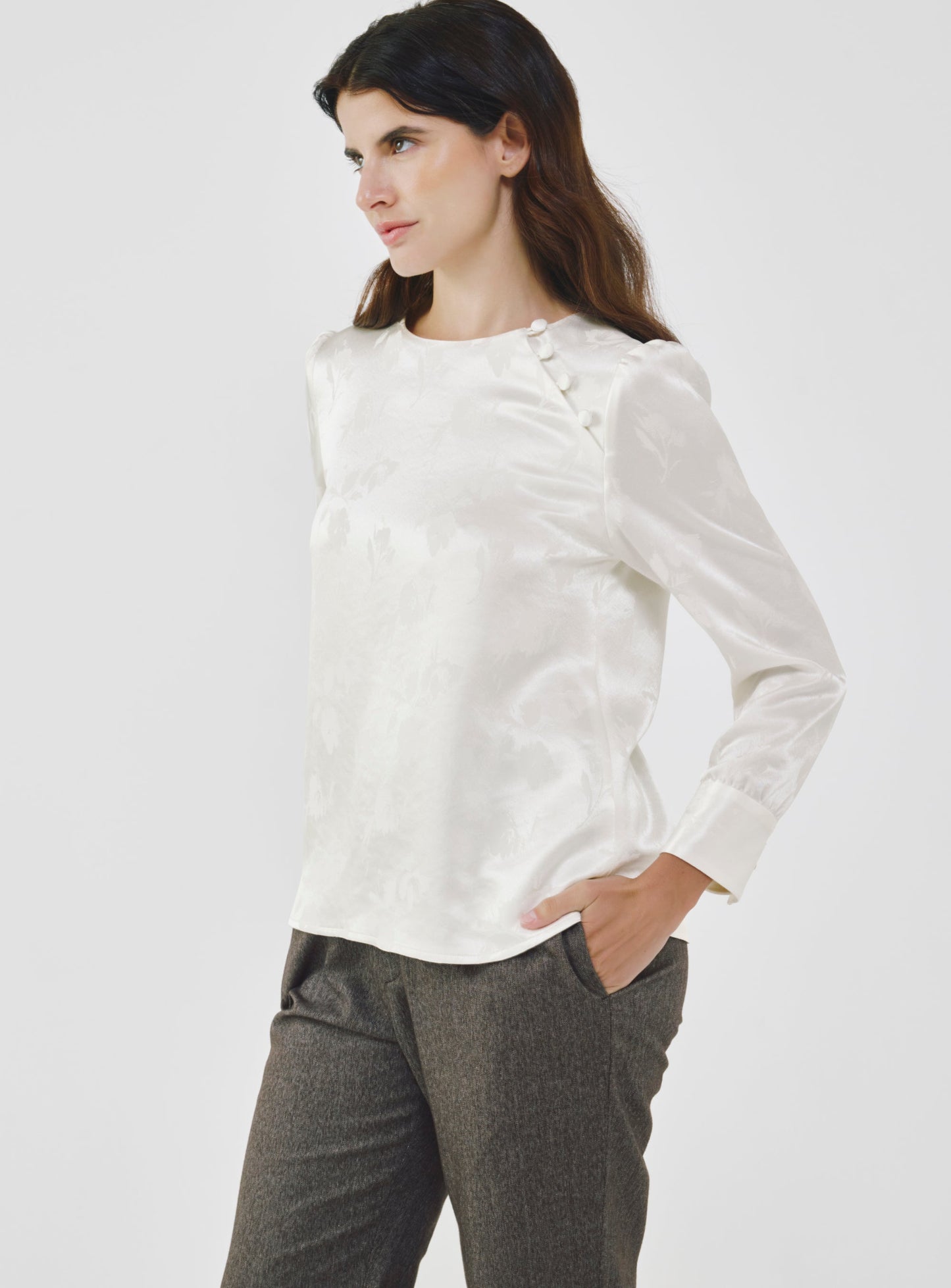 Off-White Floral Print Blouse