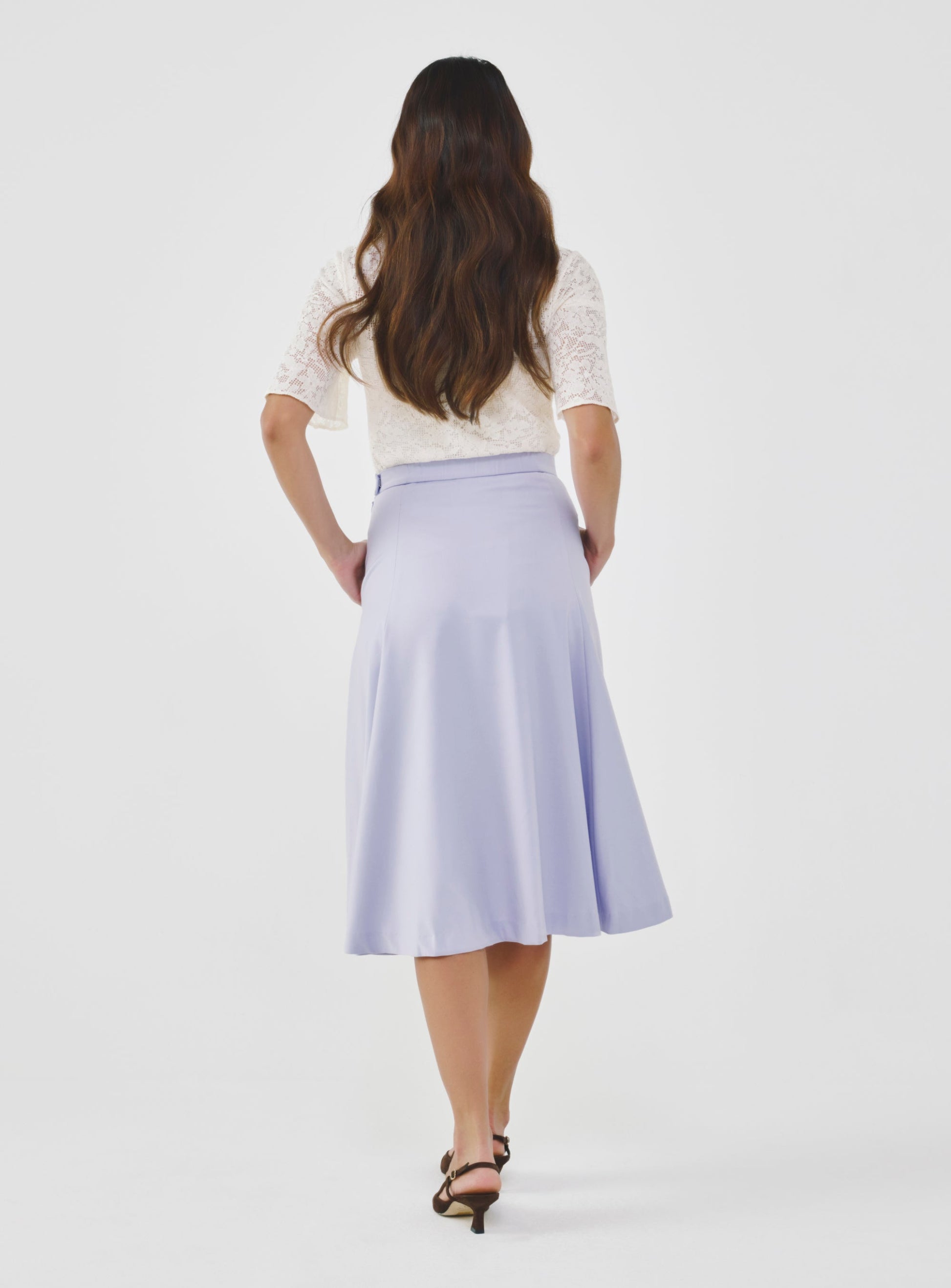 High-Waist Midi Skirt with Elastic Waistband