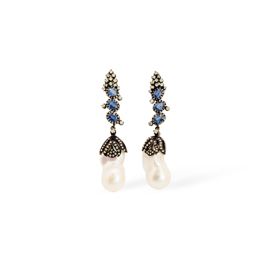 Lyoness Jewels Diamond & Pearls Wild Bloom Sapphire Earrings