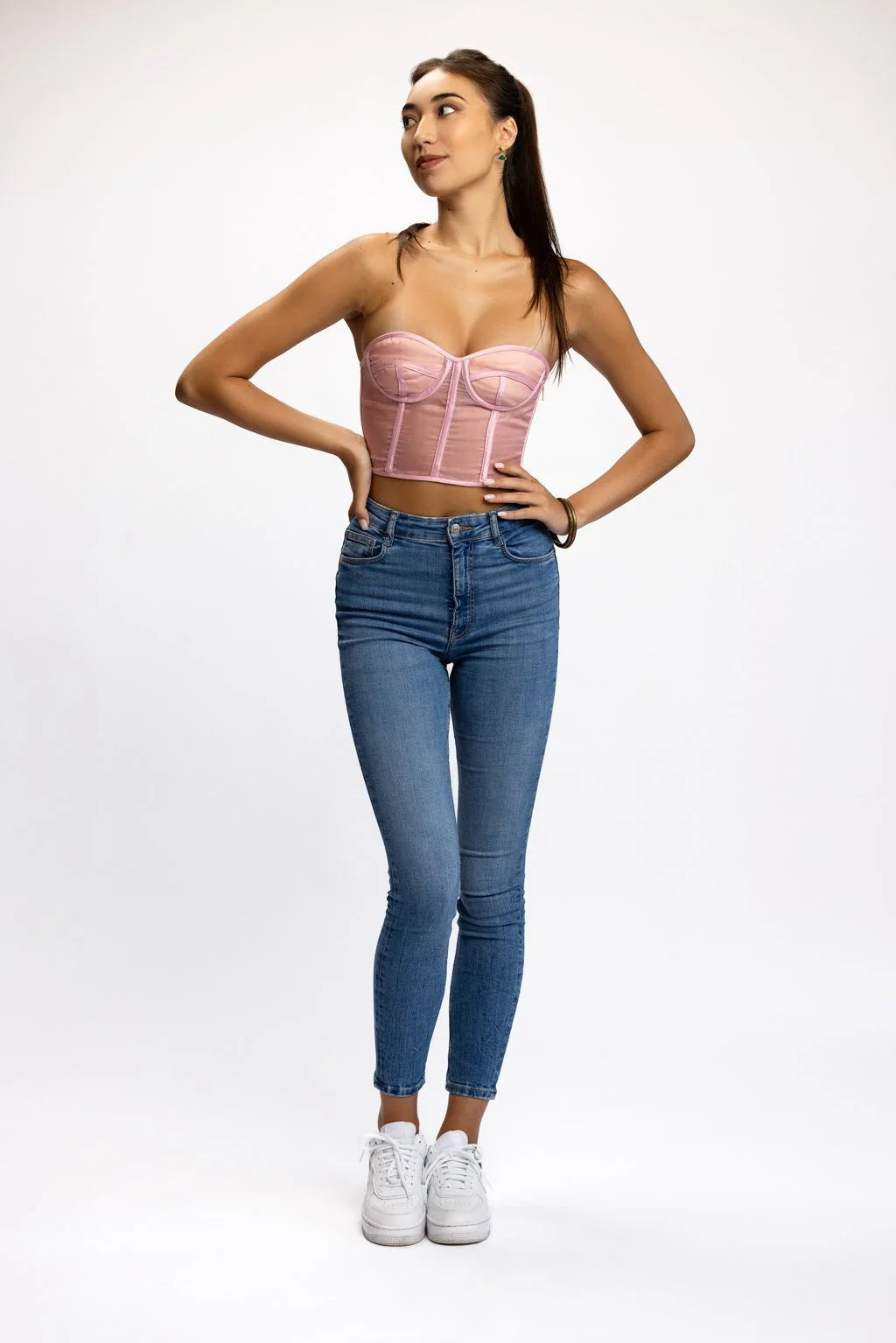 Silk Organza Pink Bustier Top