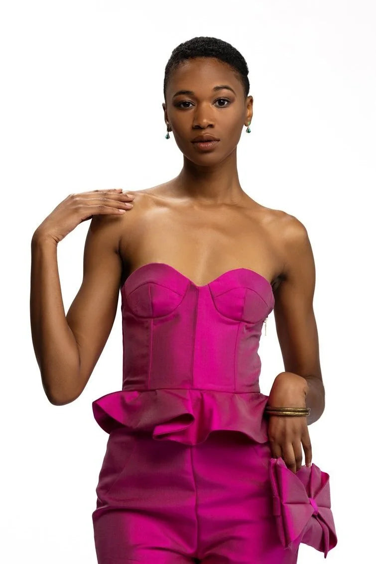 Fuchsia Bustier with Peplum