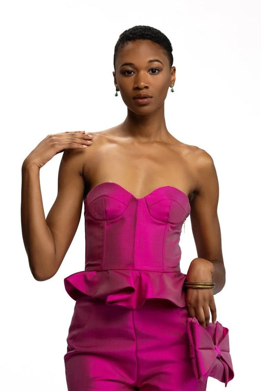 Fuchsia Bustier with Peplum