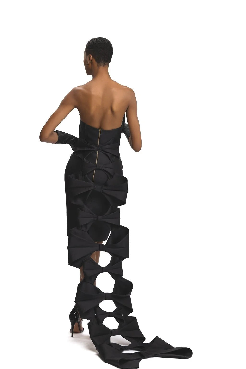 Black Bow Cocktail Dress with Bow Train