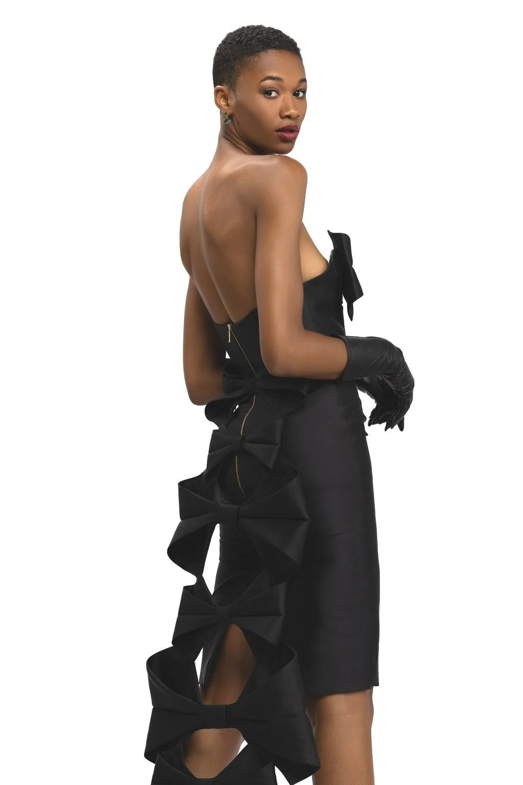 Black Bow Cocktail Dress with Bow Train