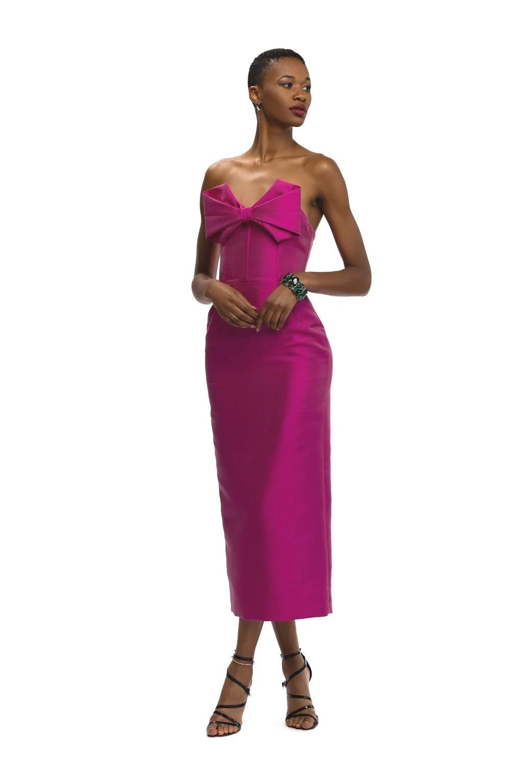 Fuchsia Bow Cocktail Train Dress with Bow Train