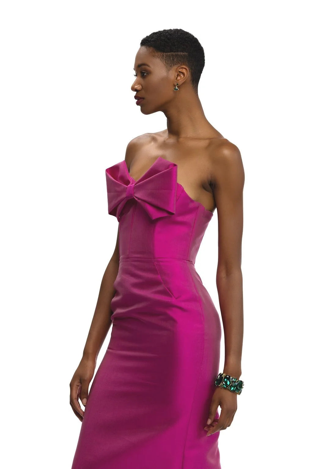Fuchsia Bow Cocktail Train Dress with Bow Train