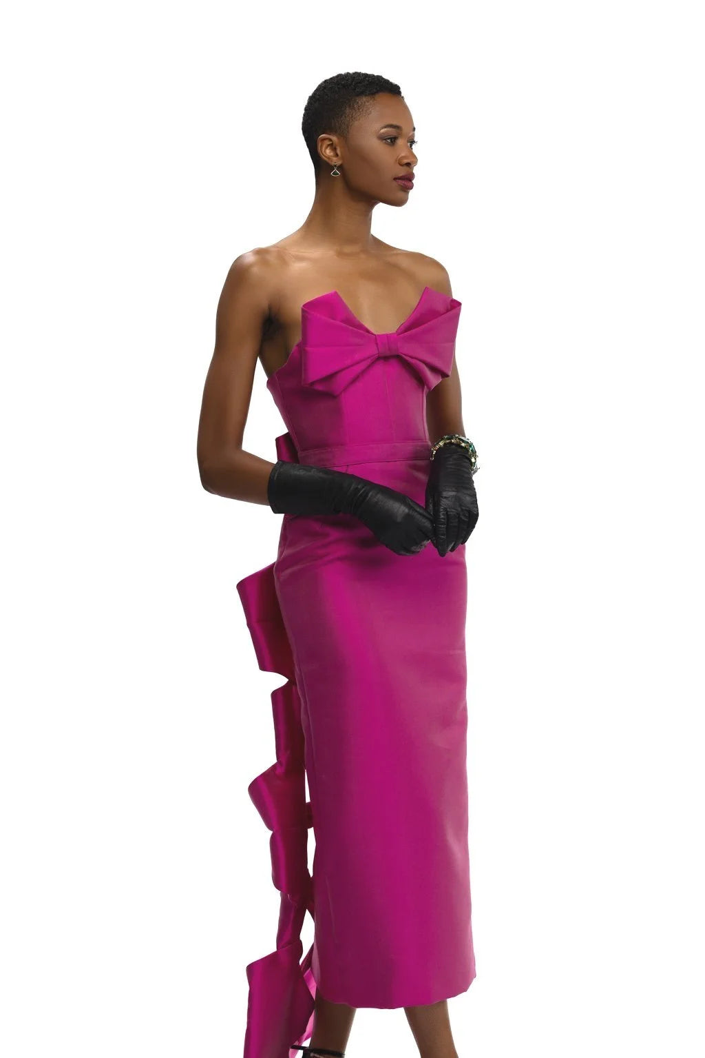 Fuchsia Bow Cocktail Train Dress with Bow Train