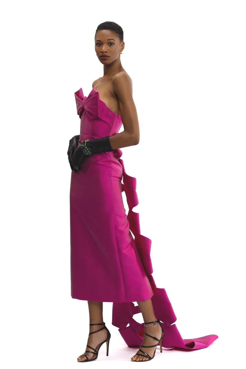 Fuchsia Bow Cocktail Train Dress with Bow Train