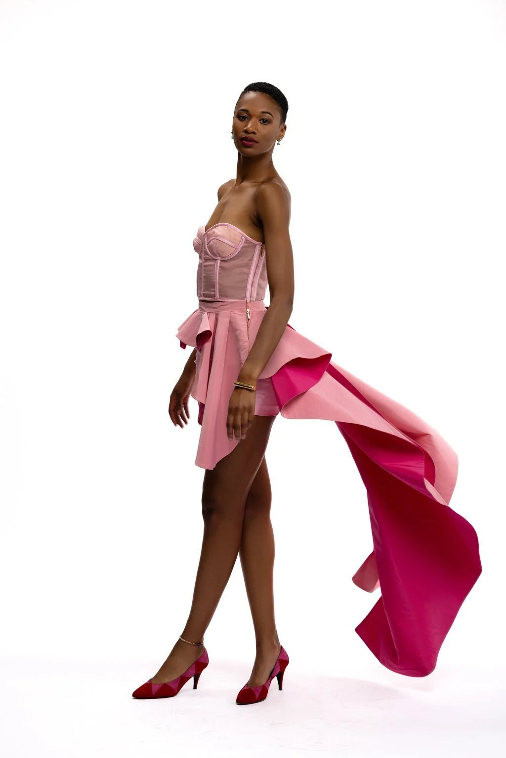 Silk Organza Pink Bustier Top