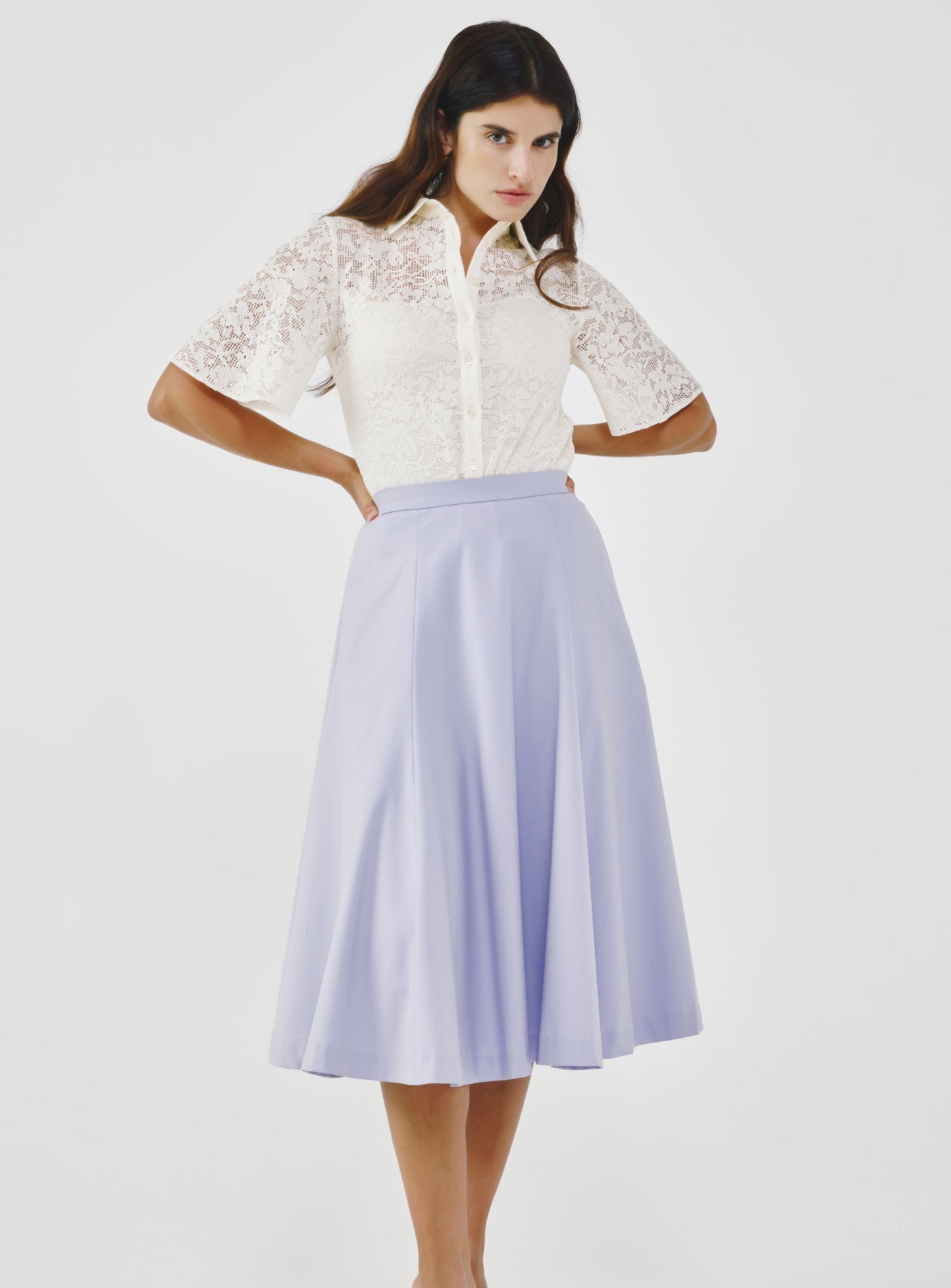High-Waist Midi Skirt with Elastic Waistband