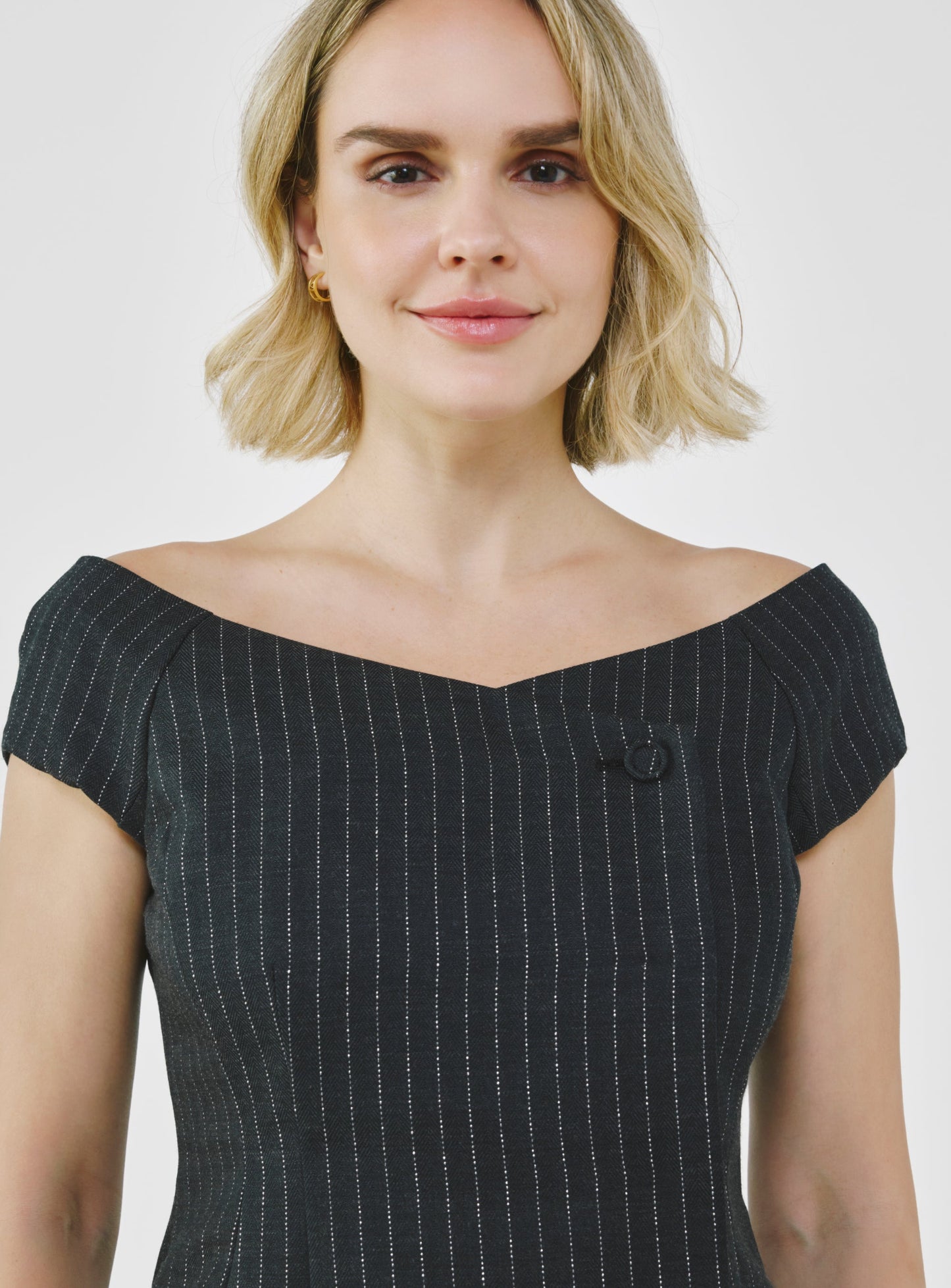 Tailored Pinstripe Bardot Top