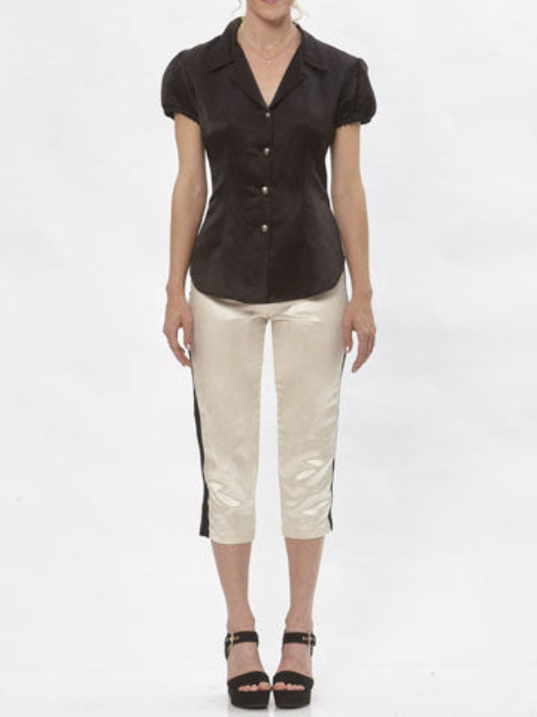 Amanda Cigarette Pant – Hemp Silk with Contrast Stripe