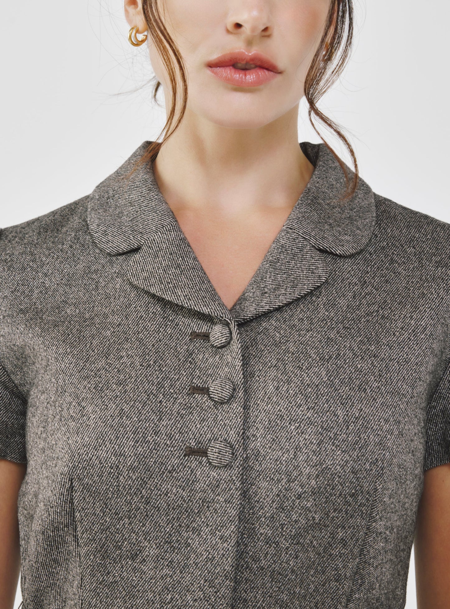 Classic Fancy Tweed Midi Dress