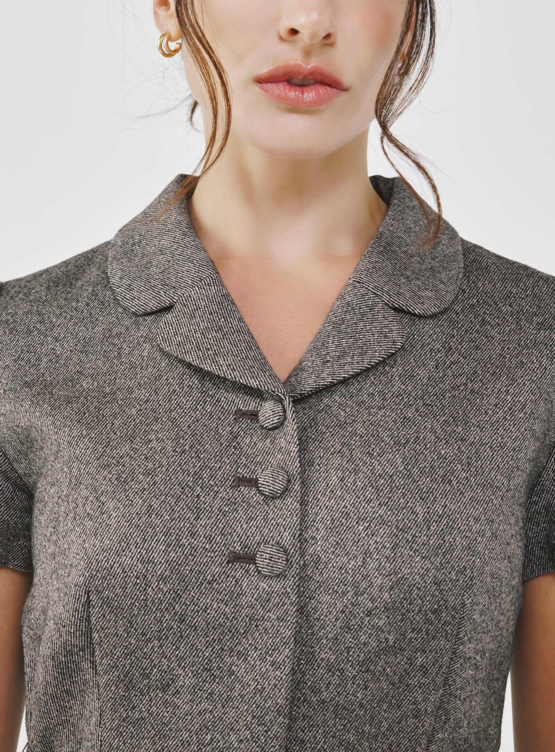 Classic Fancy Tweed Midi Dress