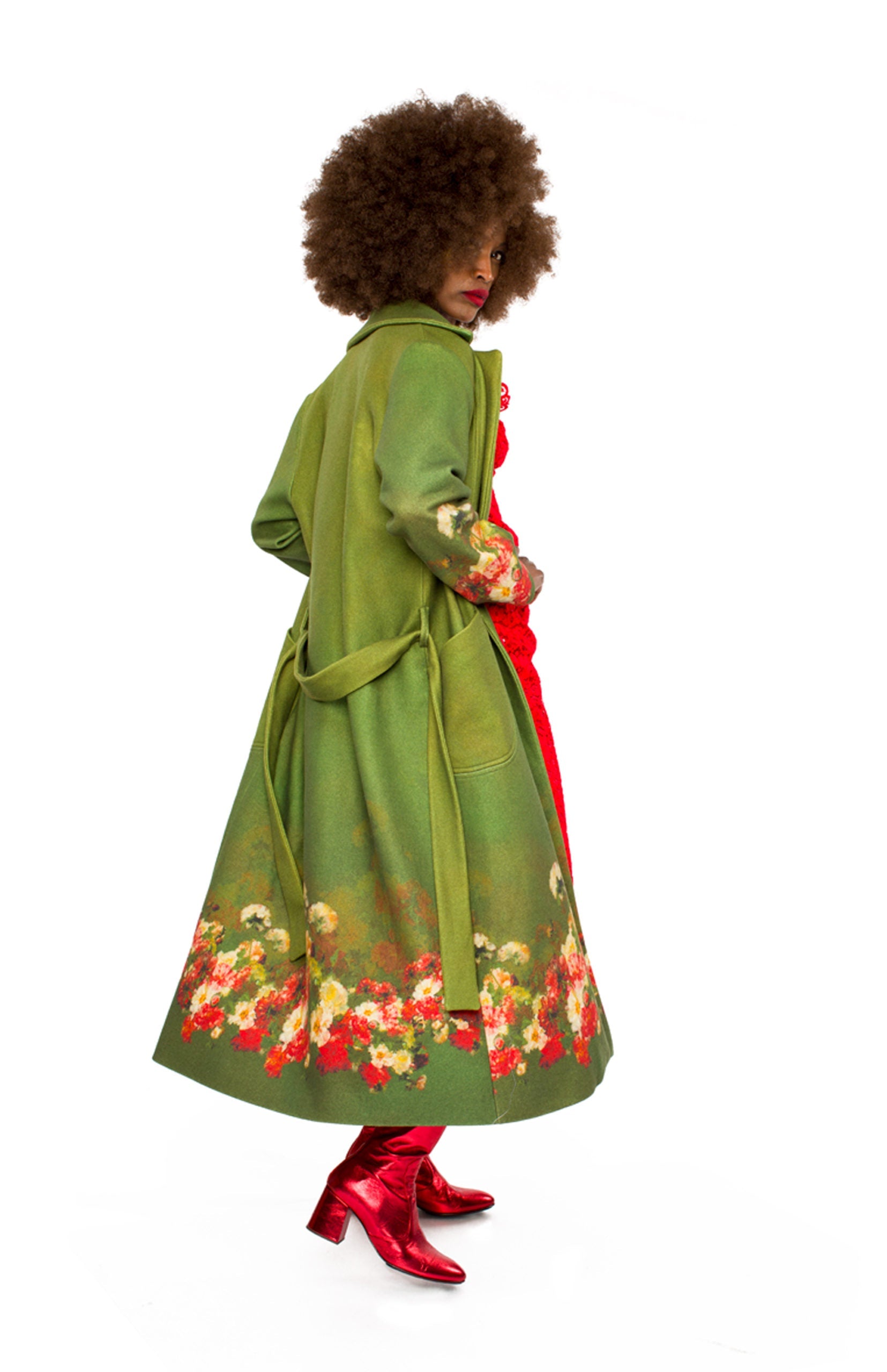 Coat Green Flowers