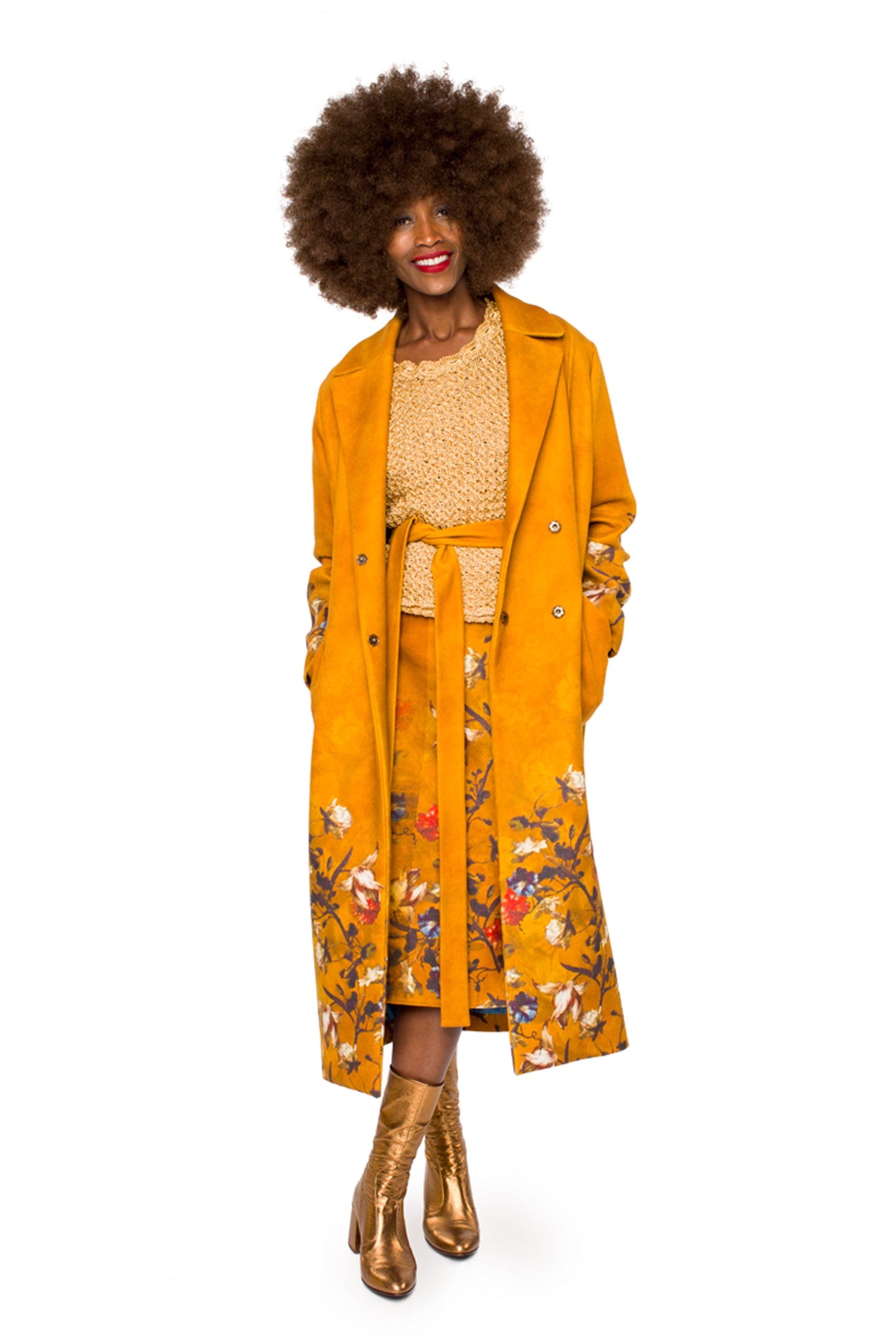 Coat Orange Flowers