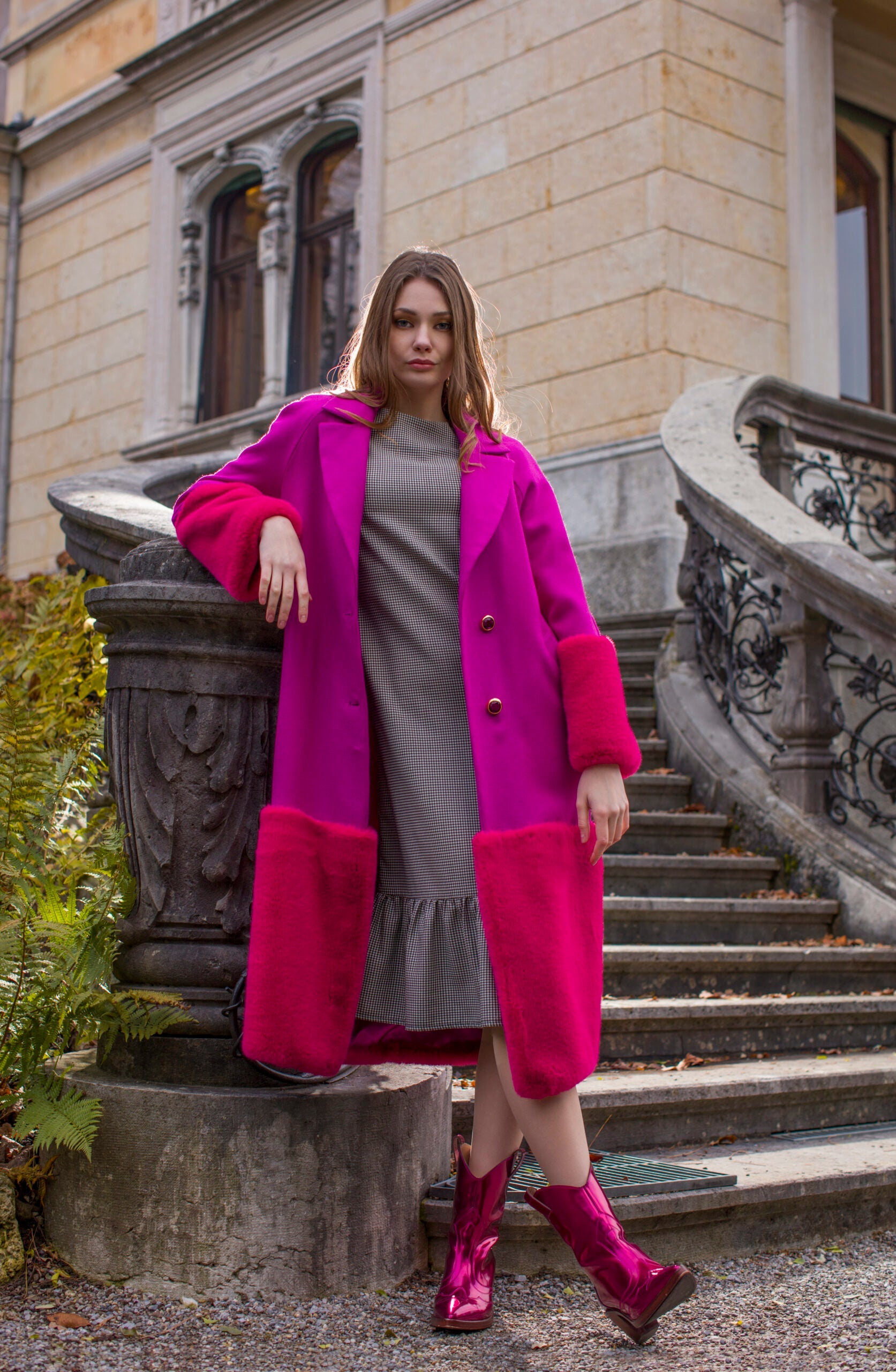Coat Pink Fake Fur